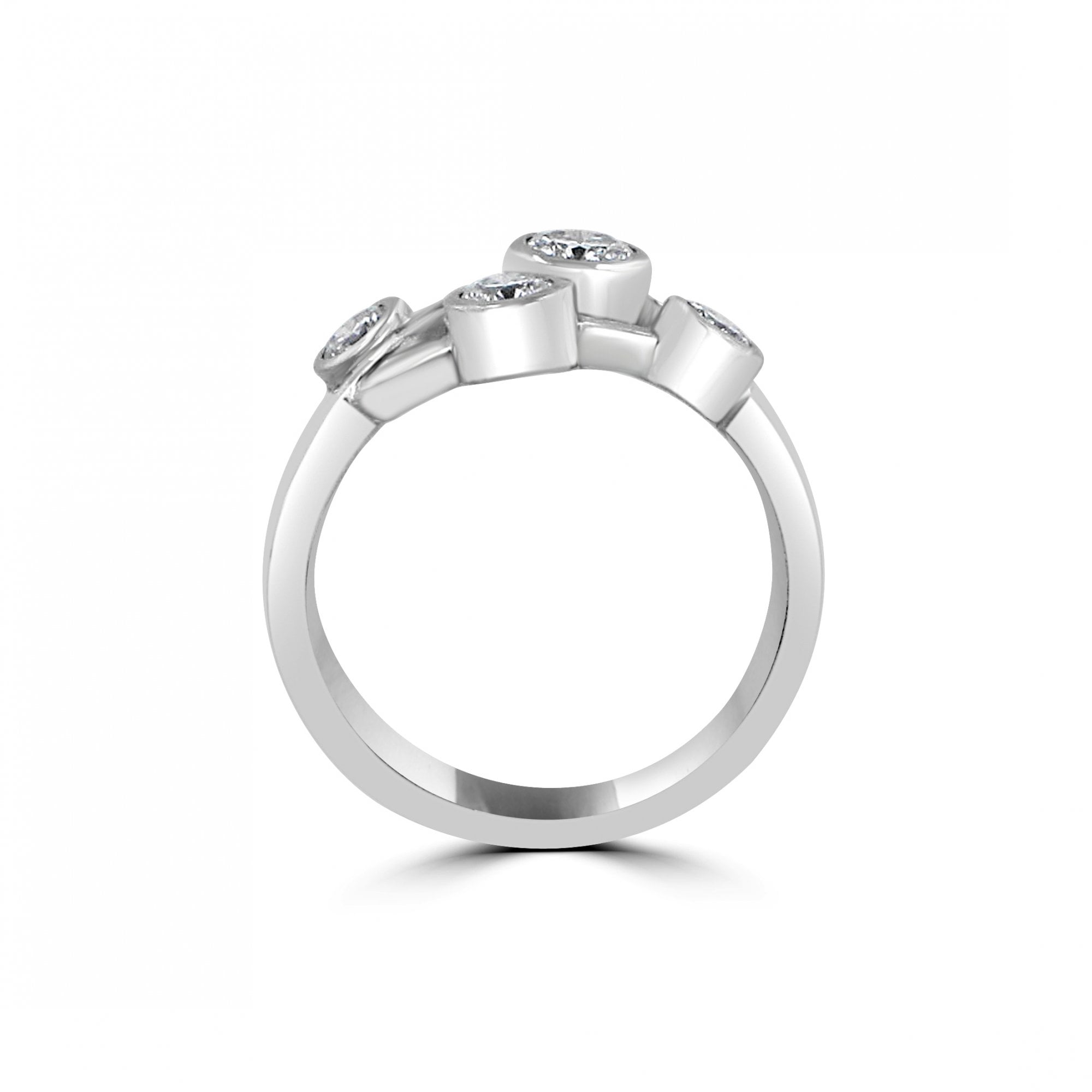 18ct White Gold 0.71ct Cascata Diamond crossover bubble ring