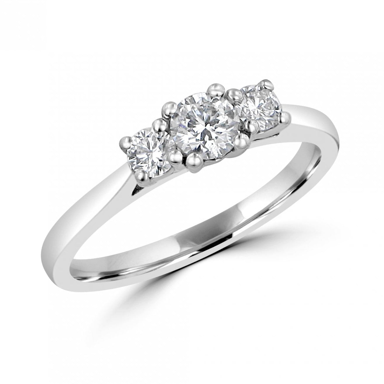 Platinum Three Stone Wed Fit Engagement Ring