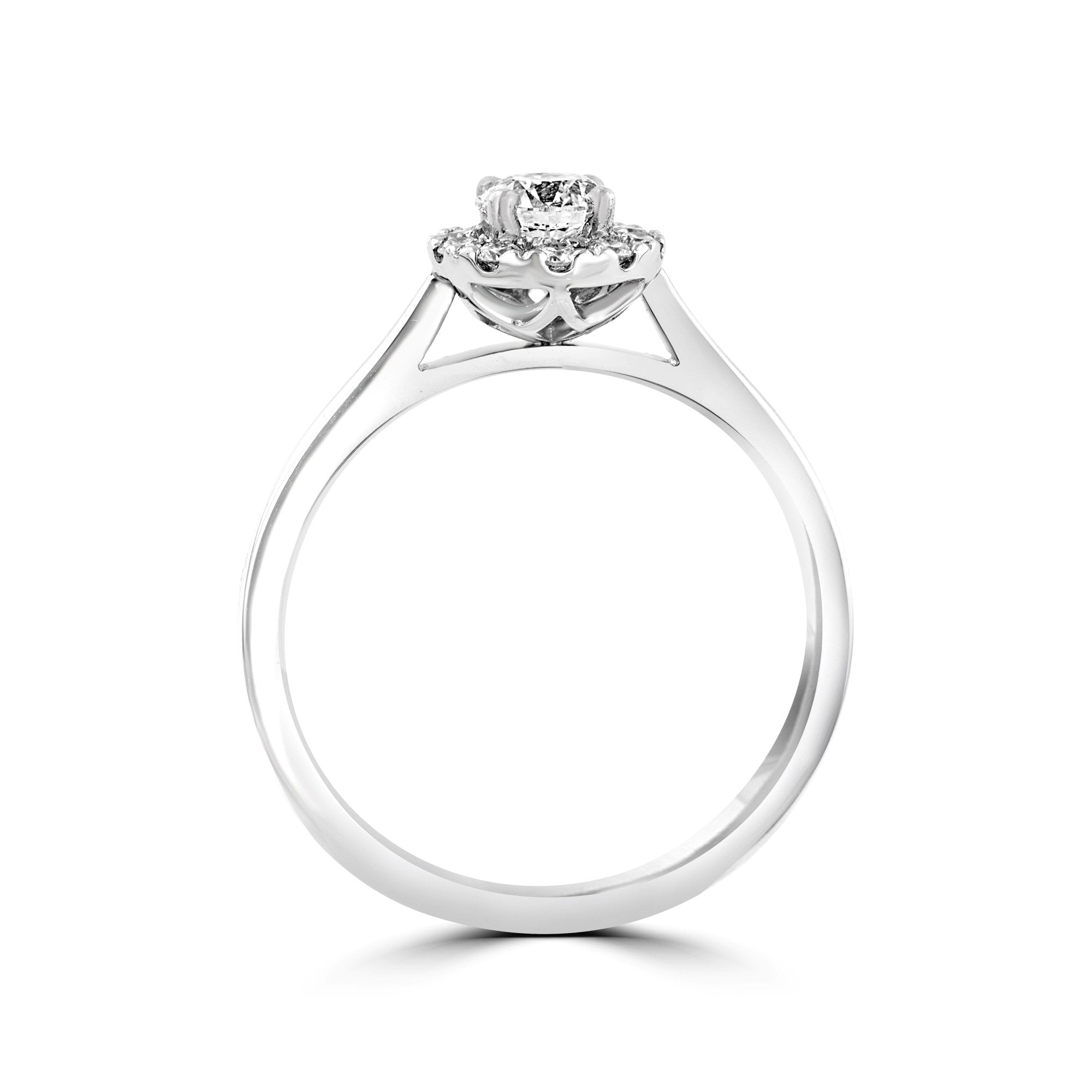 Platinum Round Brilliant Cut Diamond Halo Cluster Ring 0.56ct Diamond Total