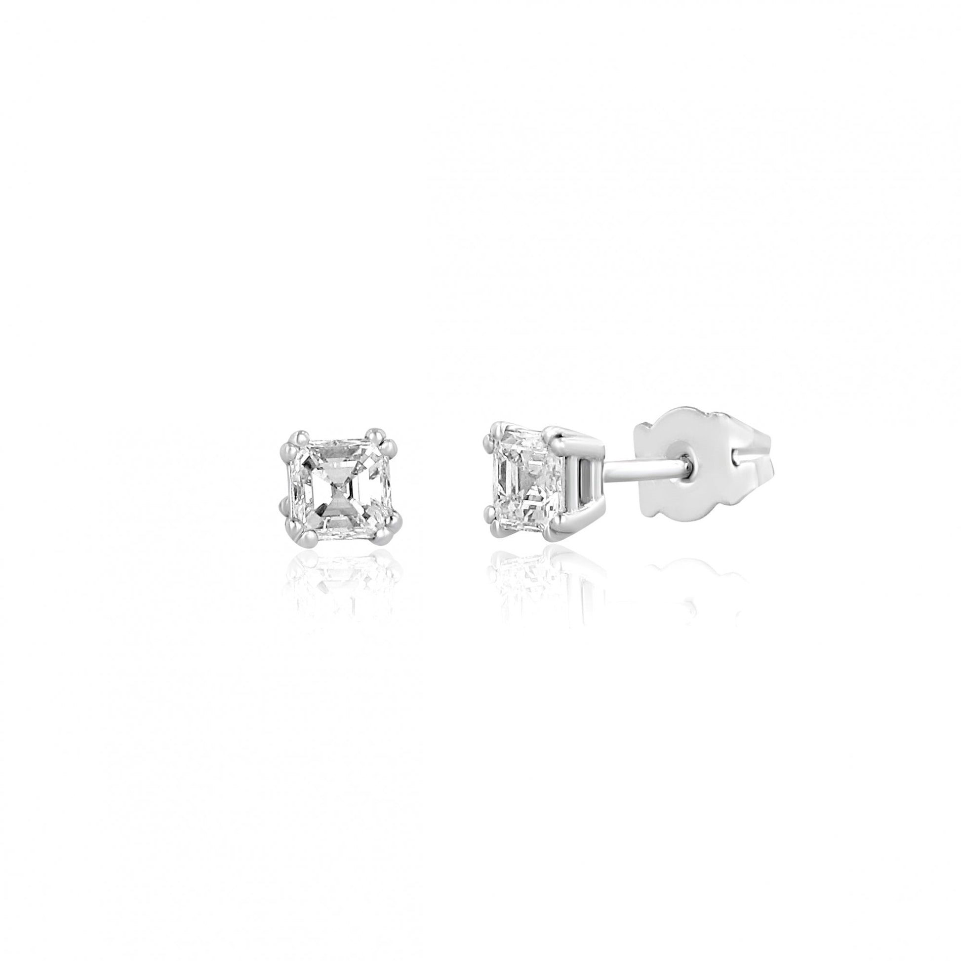 18ct White Gold 0.80ct Asscher Cut Diamond Stud Earrings
