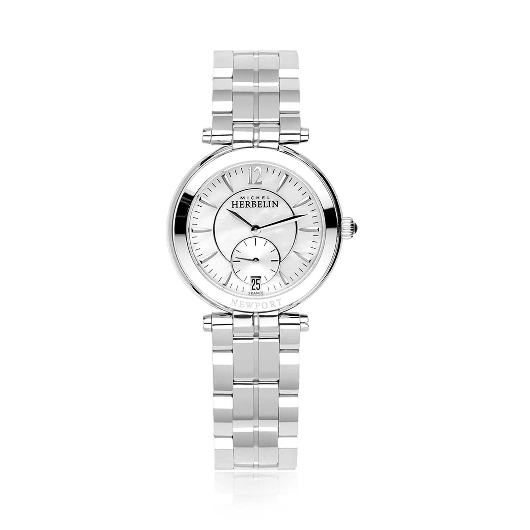 Women's Newport Classics Steel Watch with a Round Mother of Pearl Dial