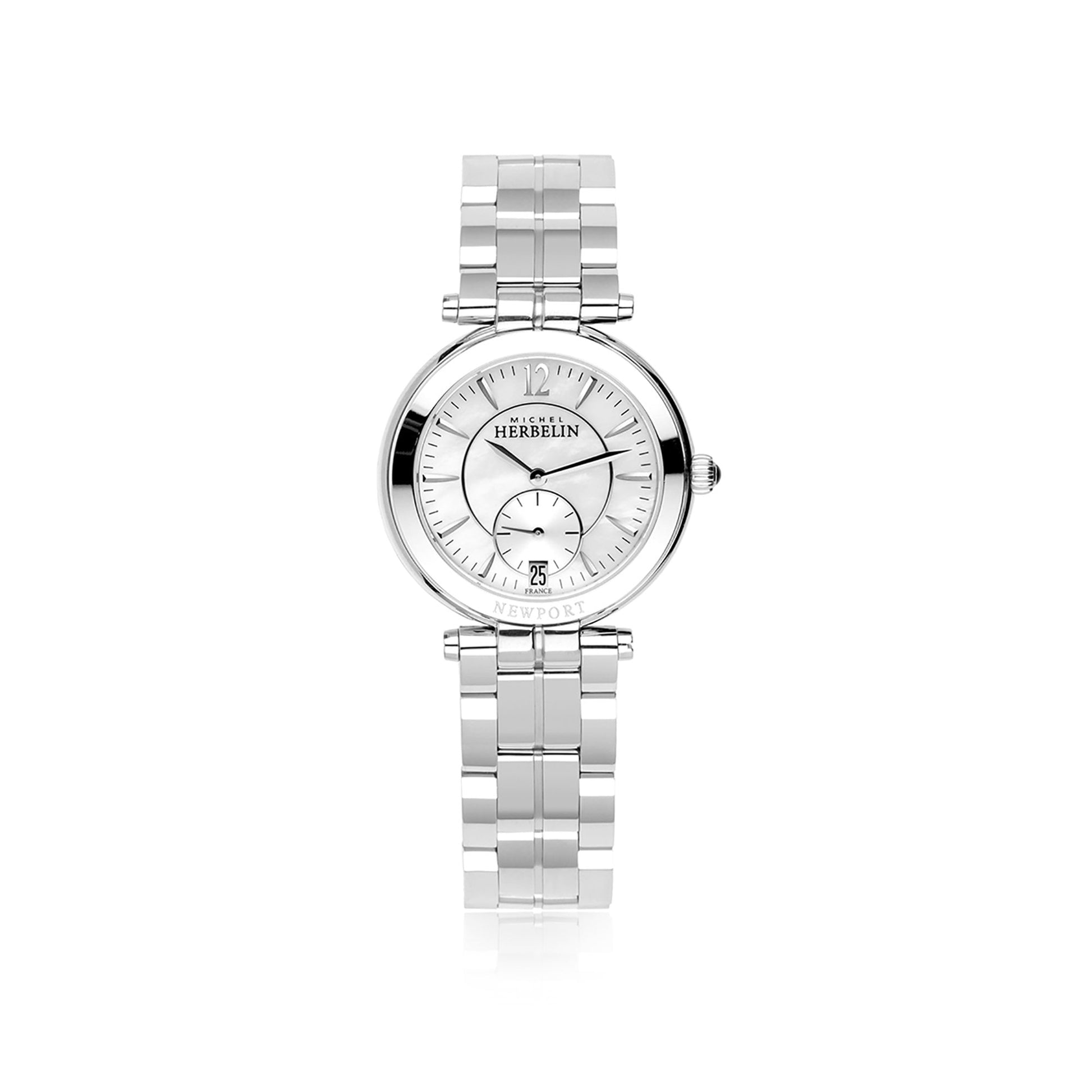 Women's Newport Classics Steel Watch with a Round Mother of Pearl Dial