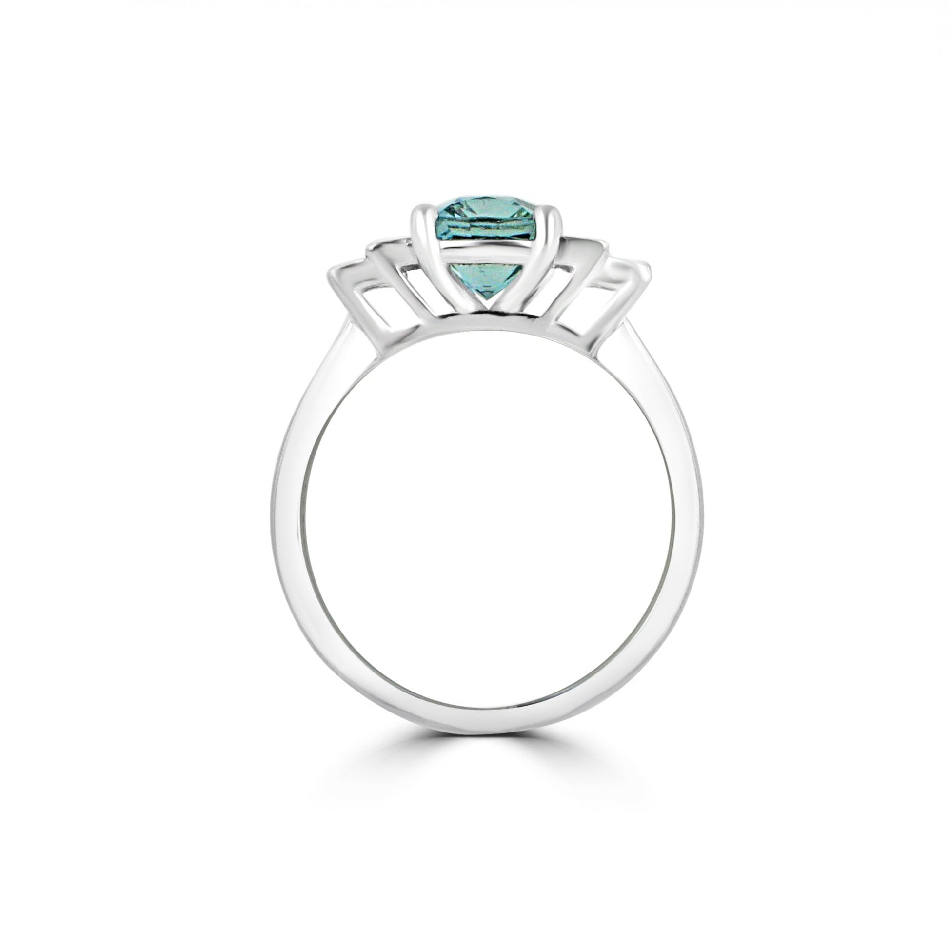 1.85ct Aquamarine Ring With Two Baguette Diamonds on Either Side