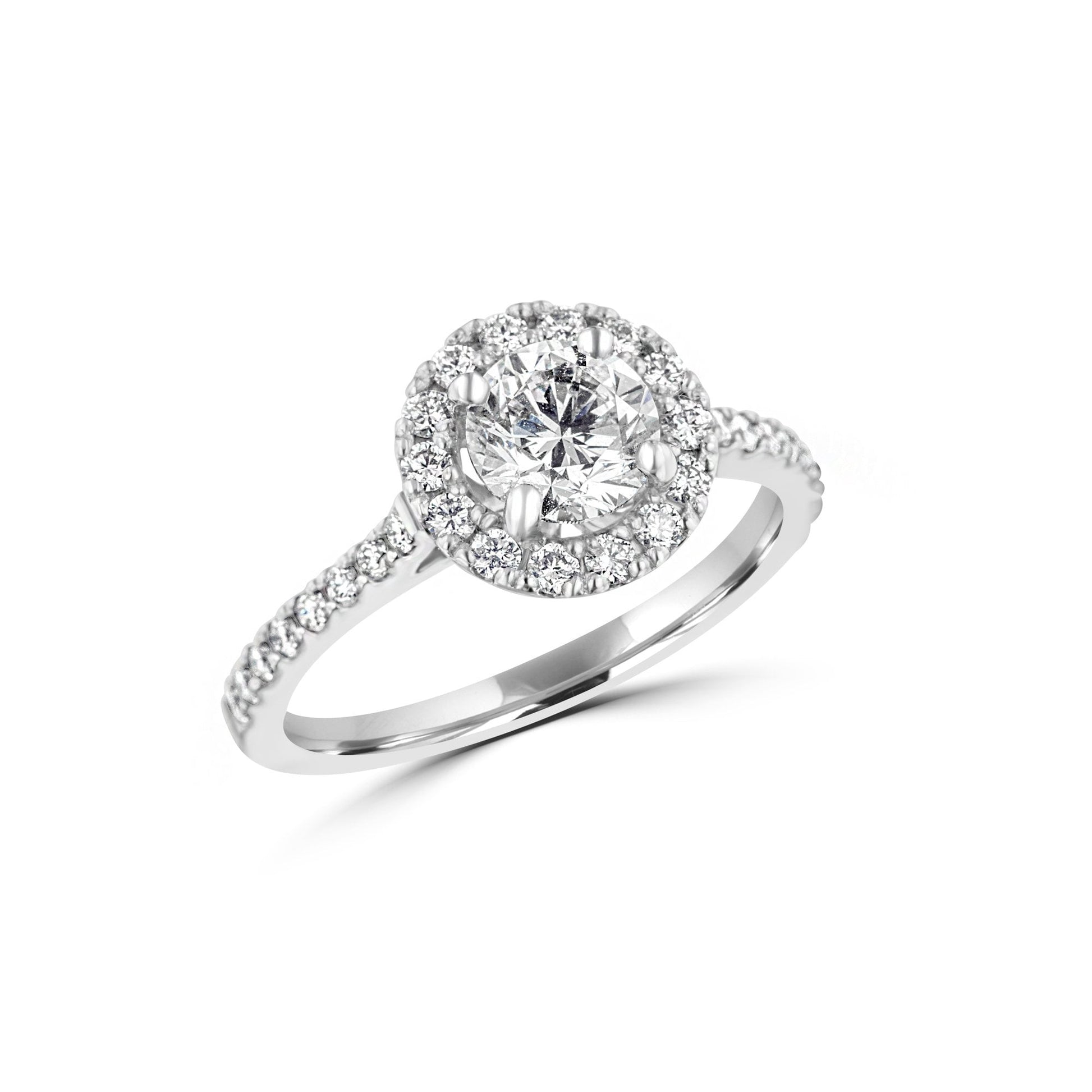 Platinum Diamond Halo Engagement Ring 1.33ct Total