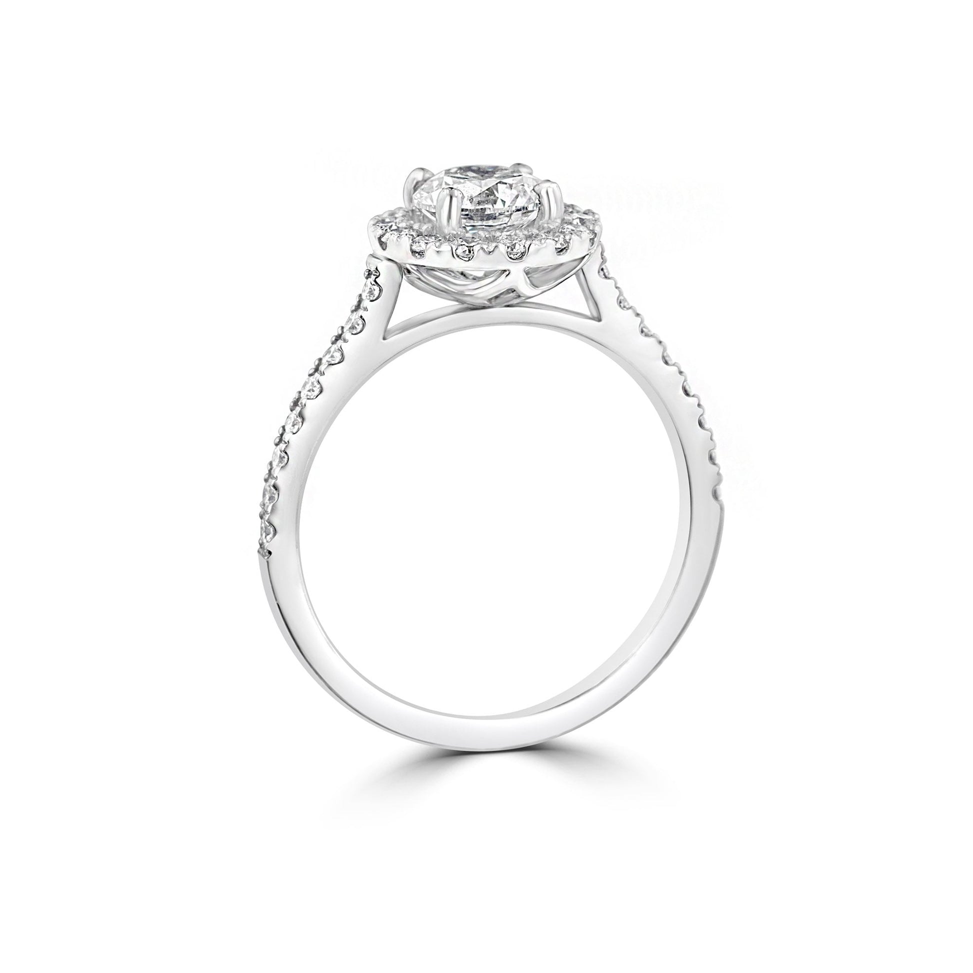Platinum Diamond Halo Engagement Ring 1.33ct Total