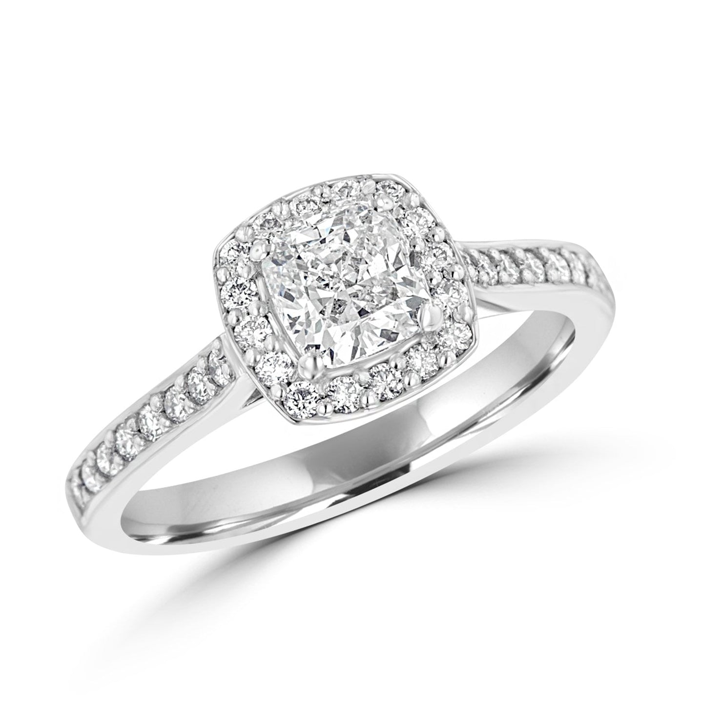 Platinum 0.70ct Cushion Cut Diamond Halo Cluster Ring RPN37193