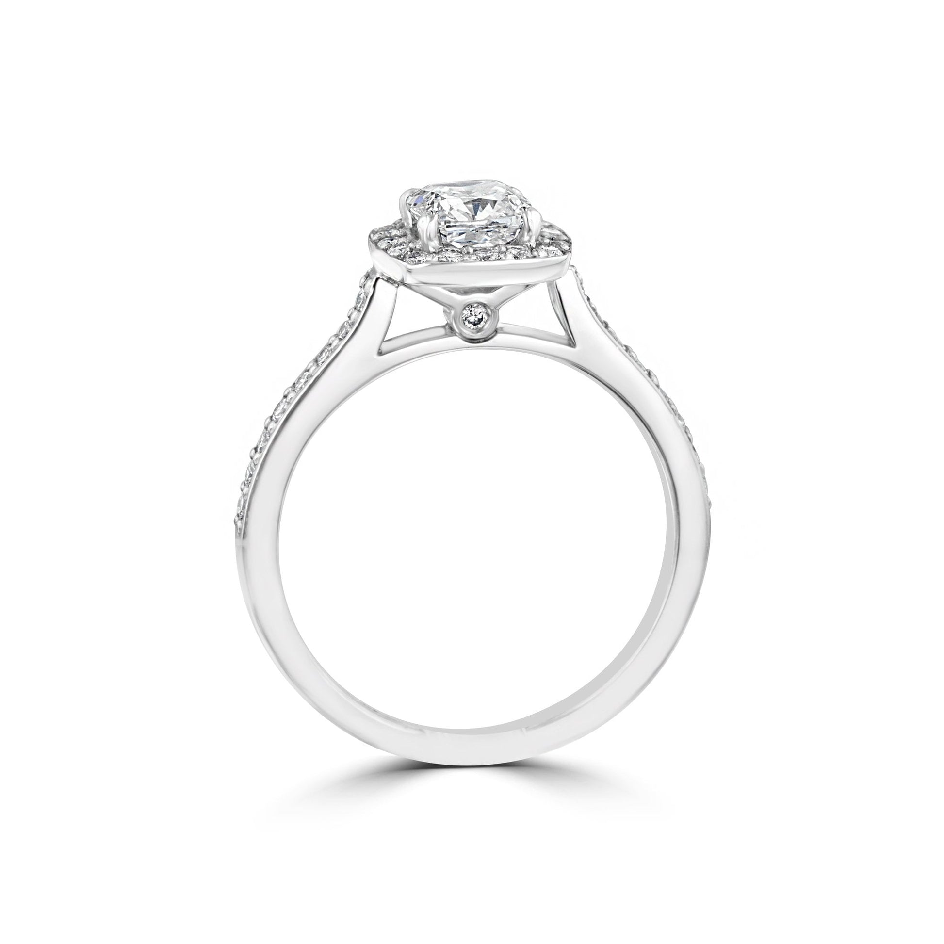 Platinum 0.70ct Cushion Cut Diamond Halo Cluster Ring RPN37193