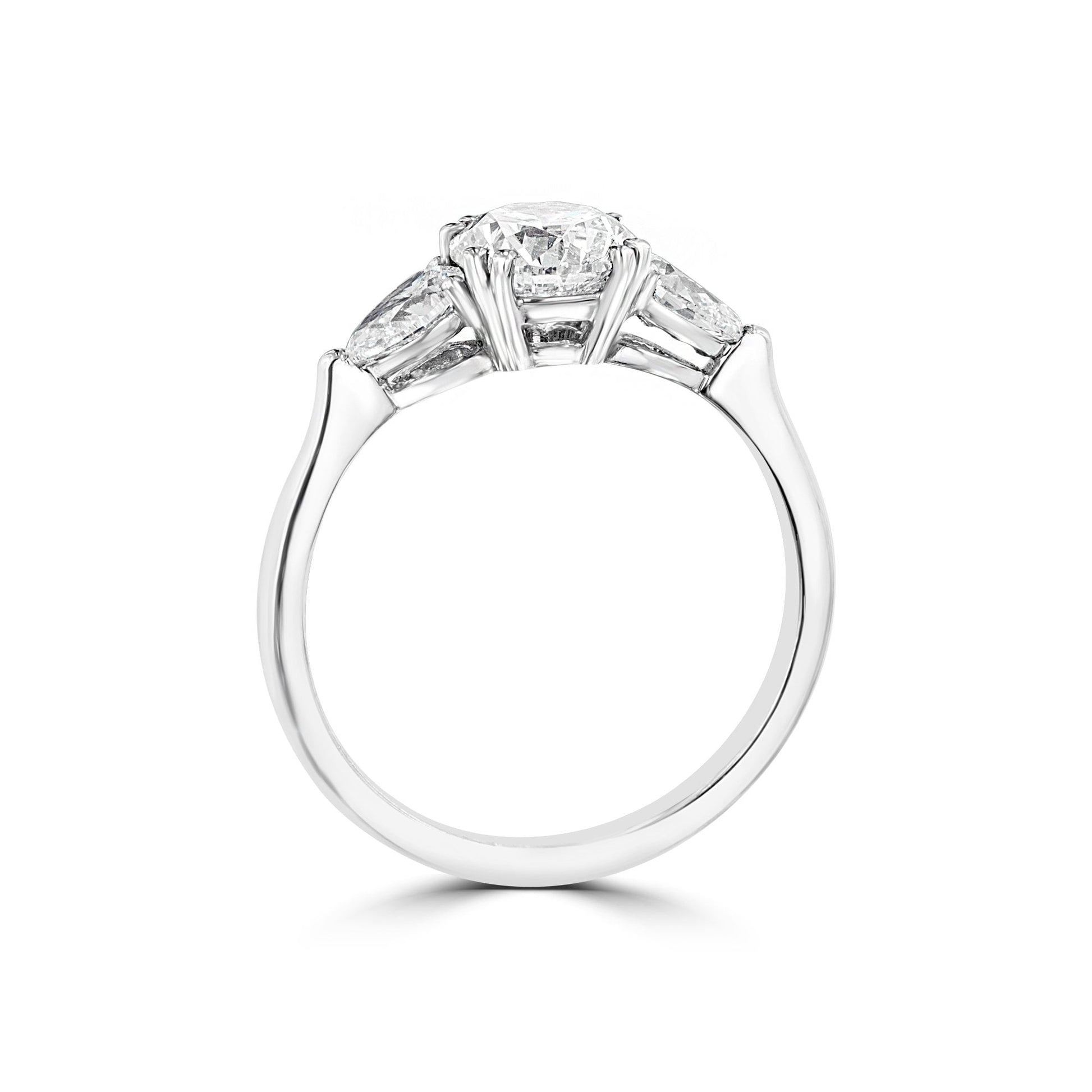 18ct White Gold 1.06ct Round Brilliant Cut Diamond With Two Pears