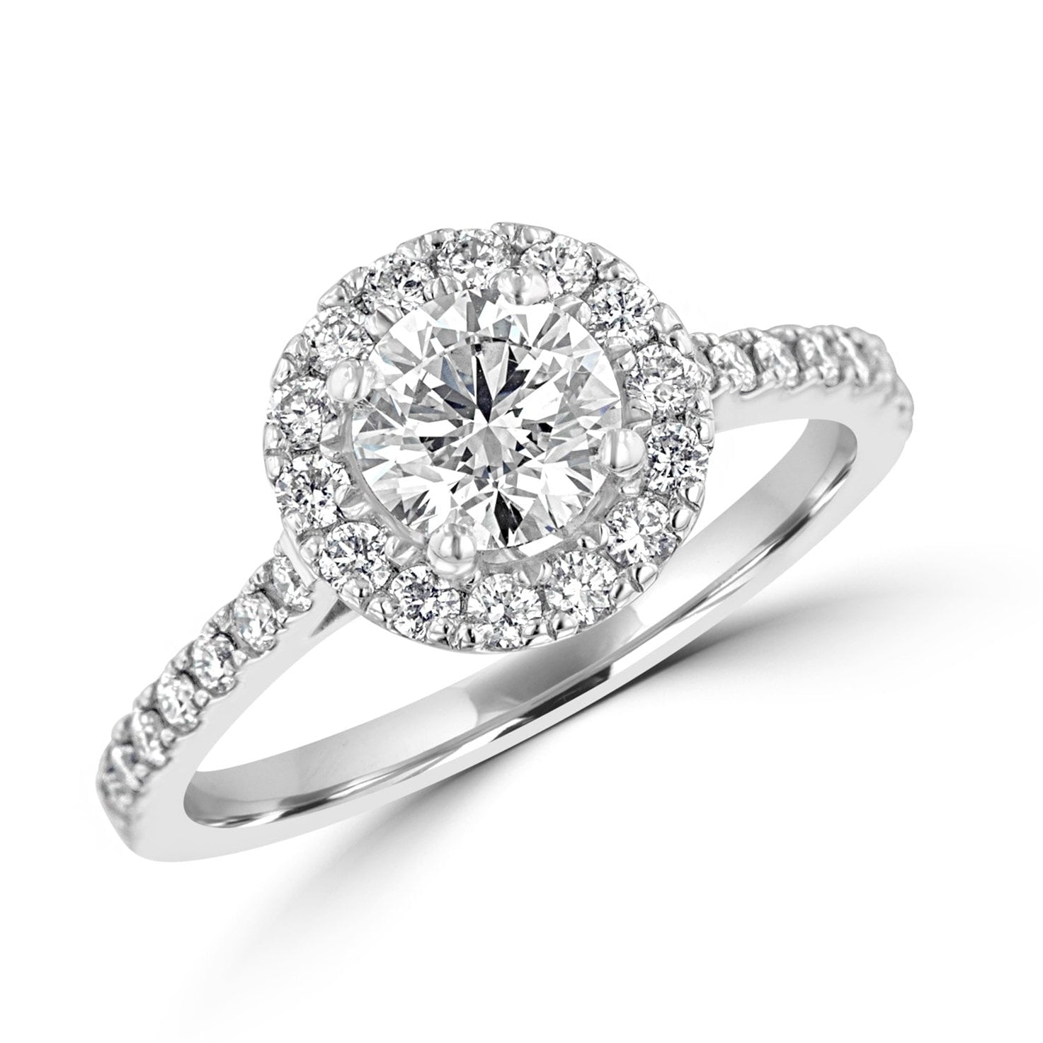 Platinum 0.70ct Round Diamond Halo Ring
