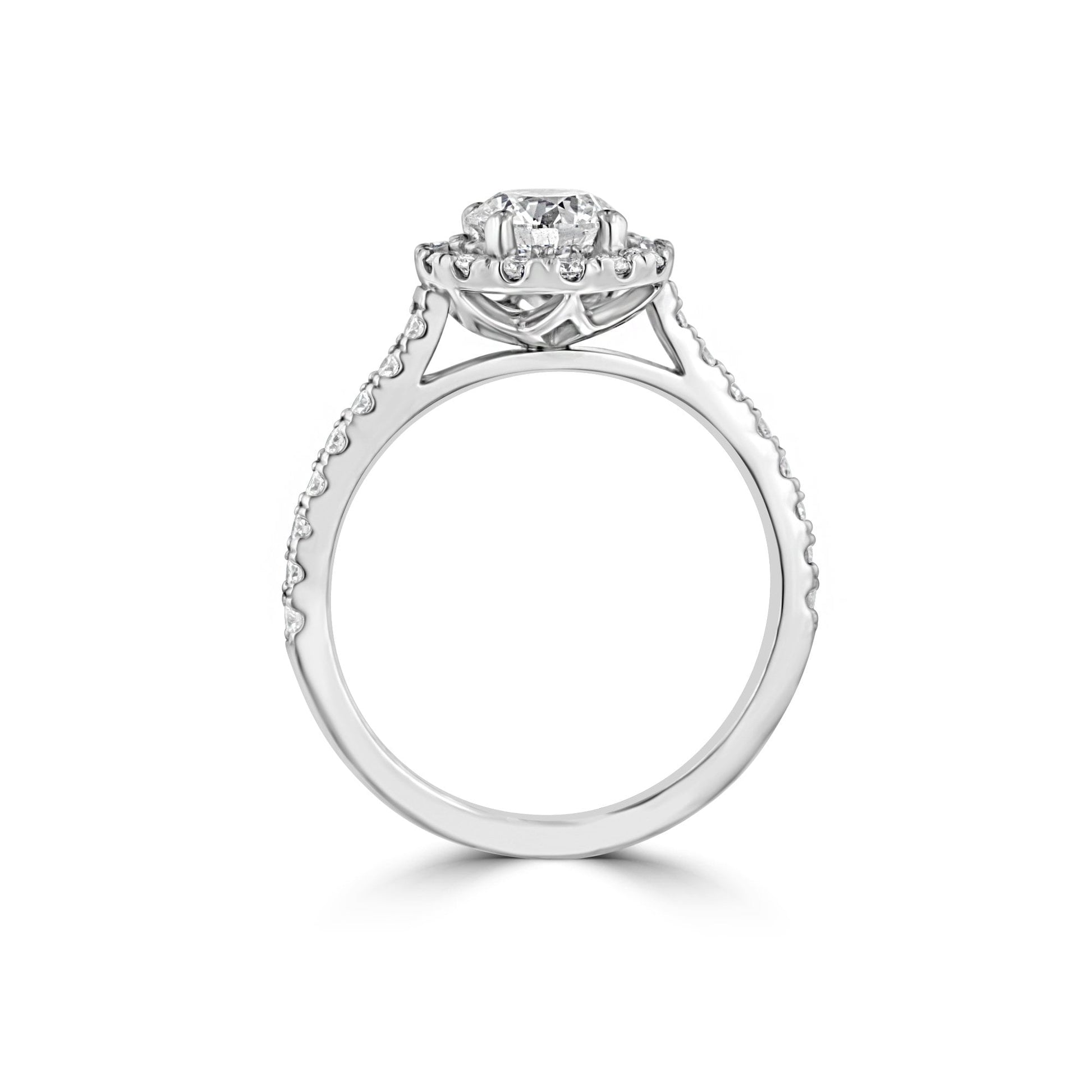 Platinum 0.70ct Round Diamond Halo Ring