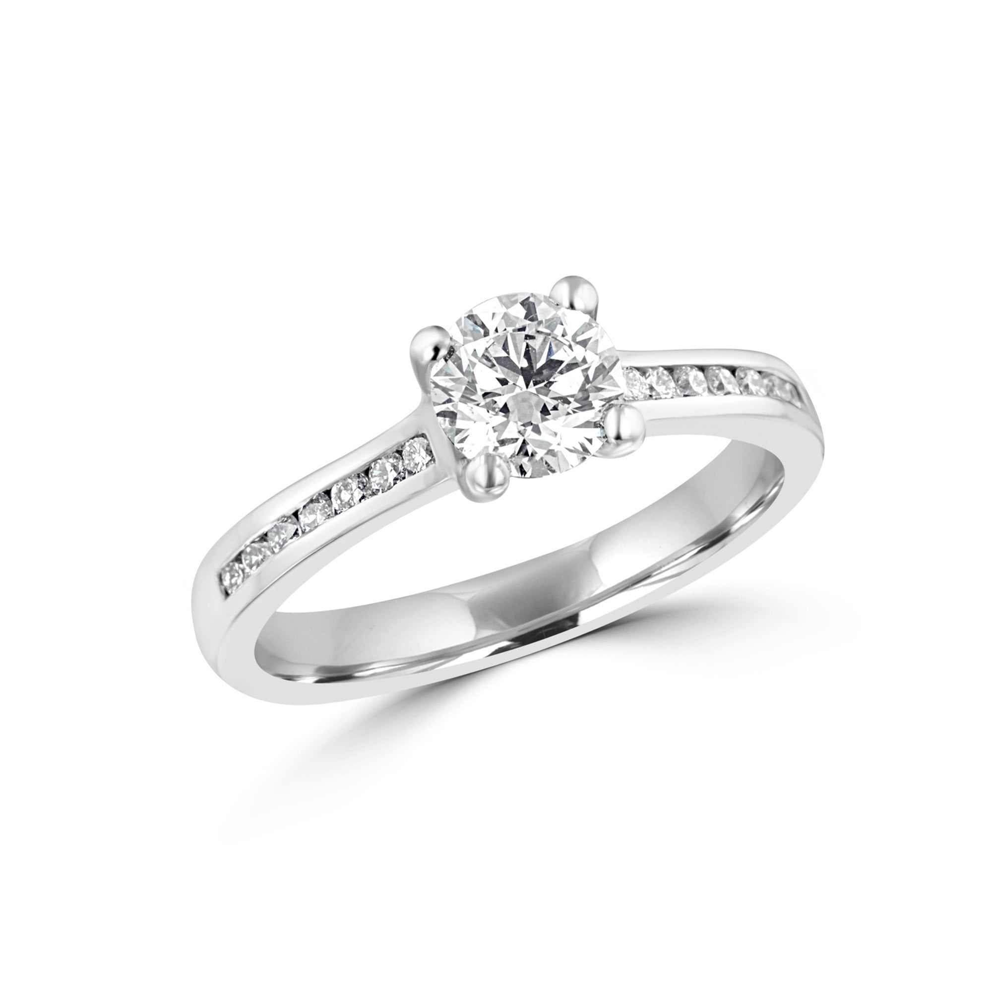 Platinum 0.70ct Round Diamond Engagement Ring With Diamond Set Band RPN36347