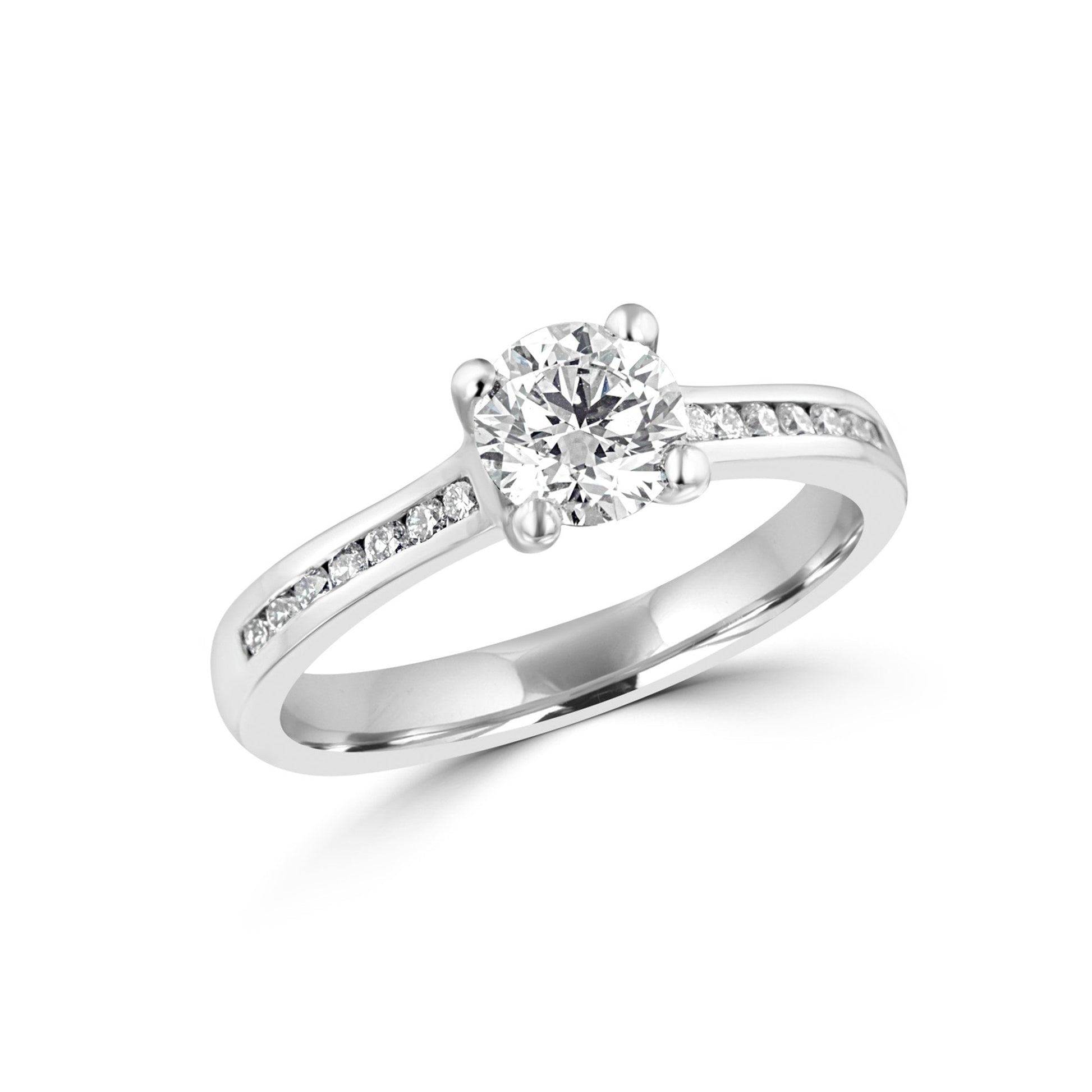 Platinum 0.70ct Round Diamond Engagement Ring With Diamond Set Band RPN36347