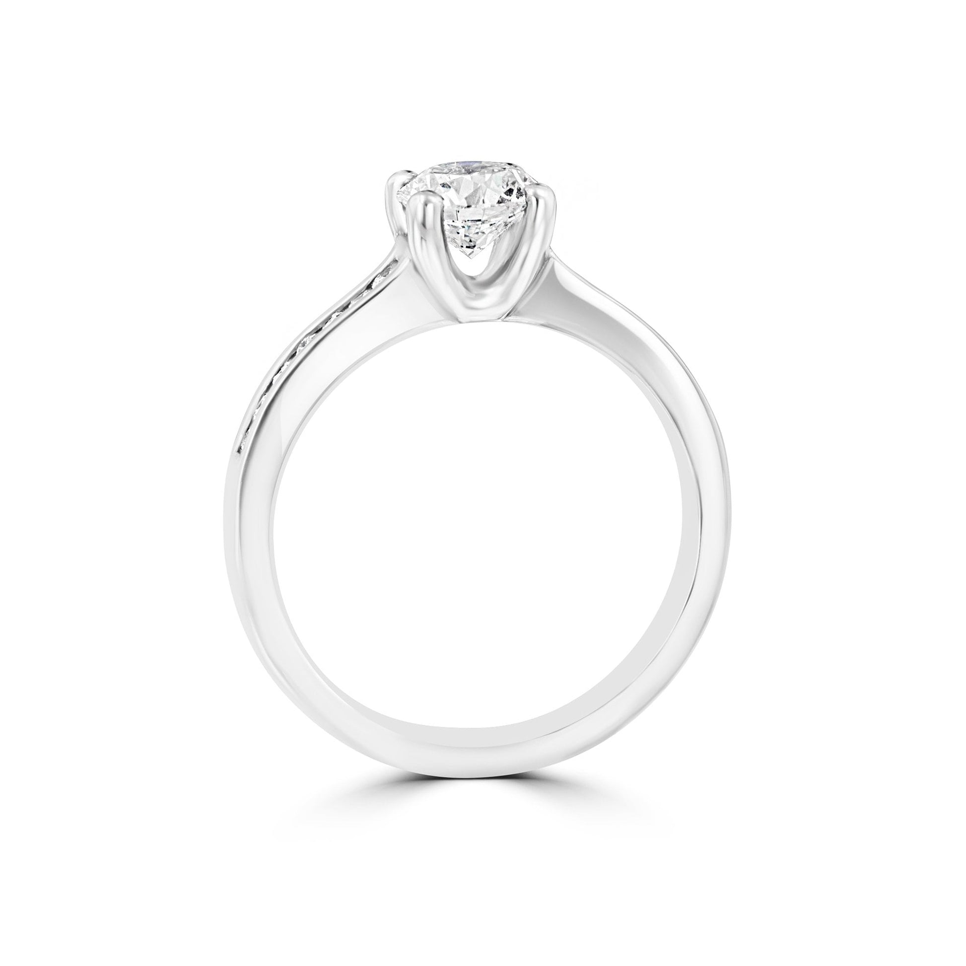 Platinum 0.70ct Round Diamond Engagement Ring With Diamond Set Band RPN36347