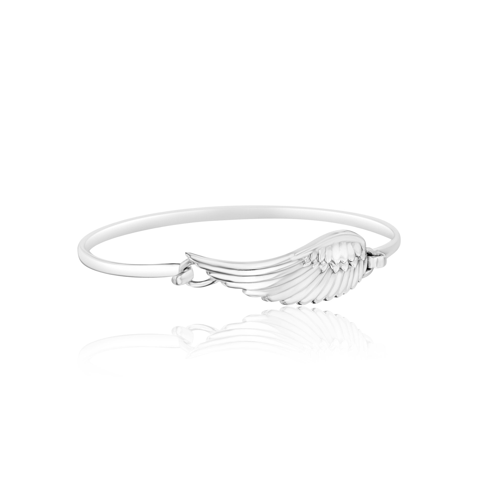 Sterling Silver Flip Top Feather Bangle in Size Medium