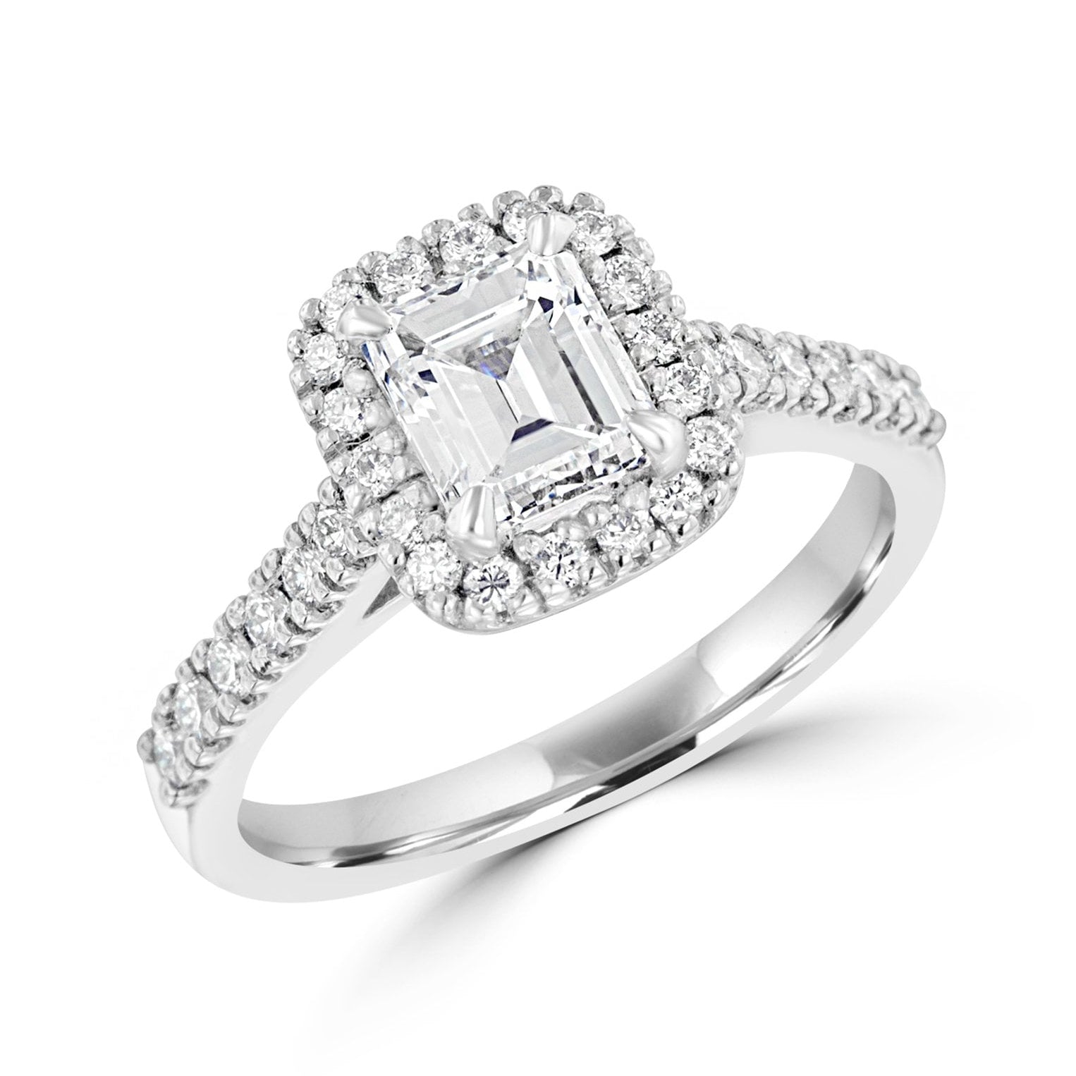 Avanti Emerald Cut Diamond Halo Ring in Platinum