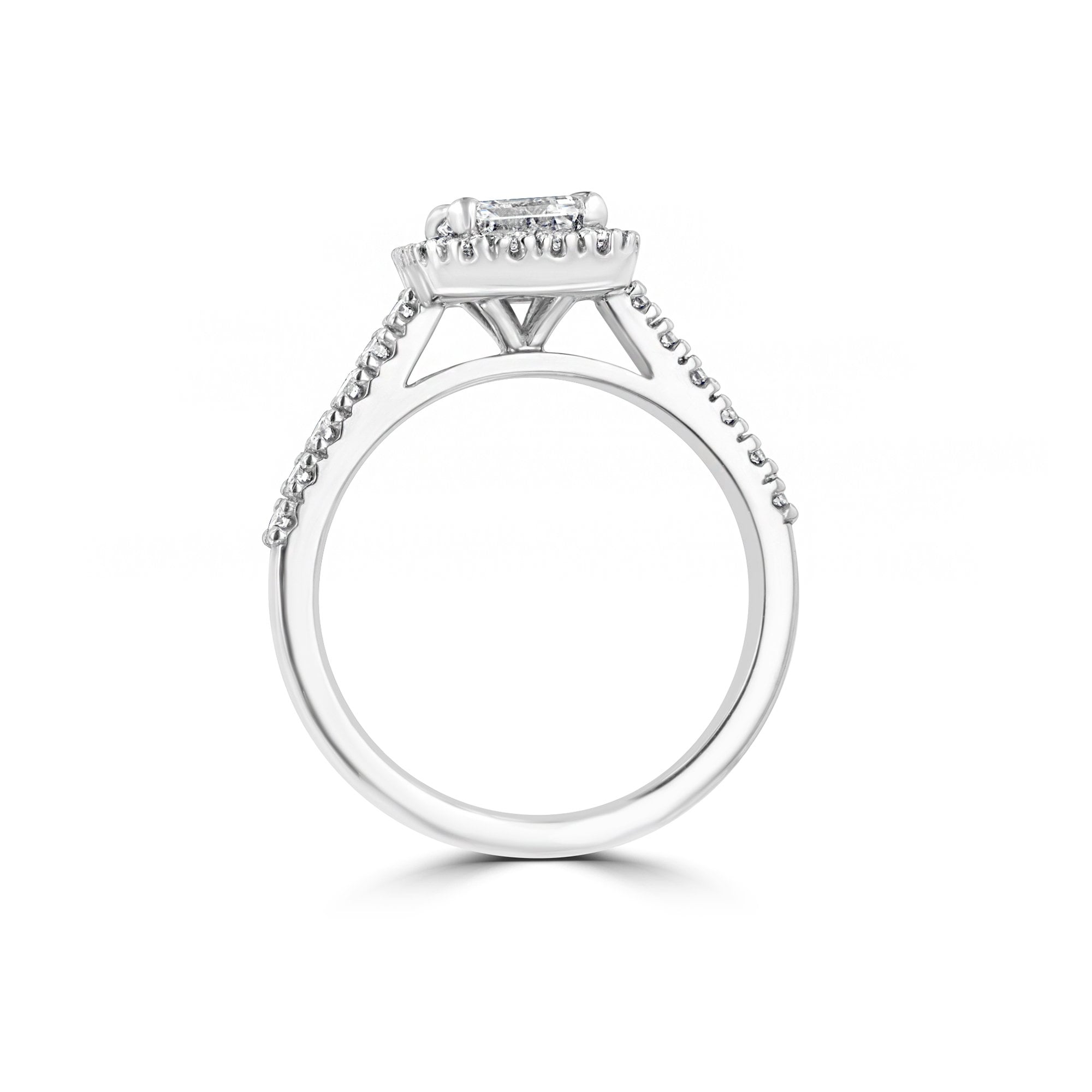 Avanti Emerald Cut Diamond Halo Ring in Platinum
