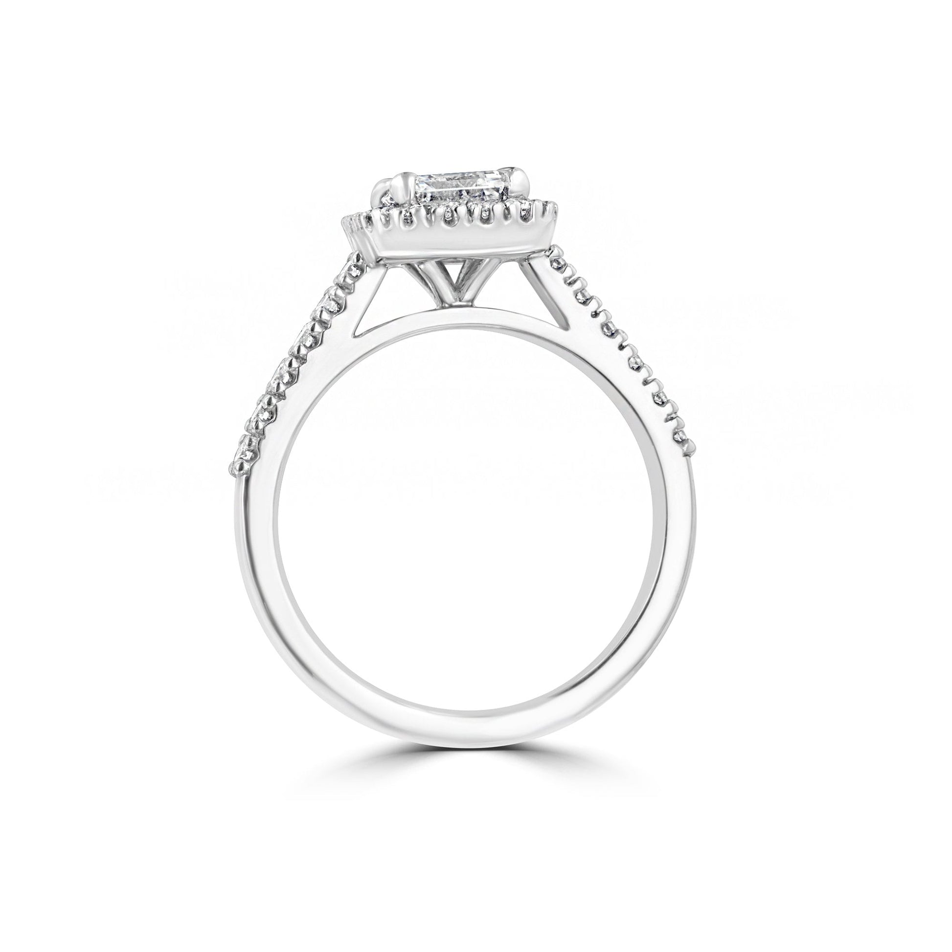 Avanti Emerald Cut Diamond Halo Ring in Platinum