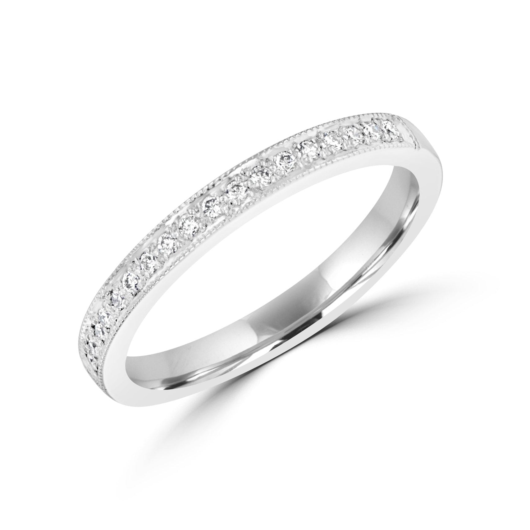 18ct White Gold Eternity Ring With RBC Diamonds 0.144ct and a Millgrain Edge