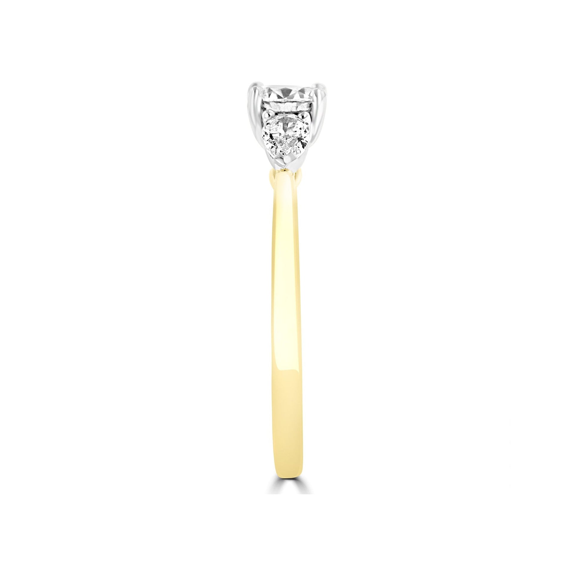 Round and Pear Shape Diamond Three Stone Ring in Gold and Platinum 0.81ct