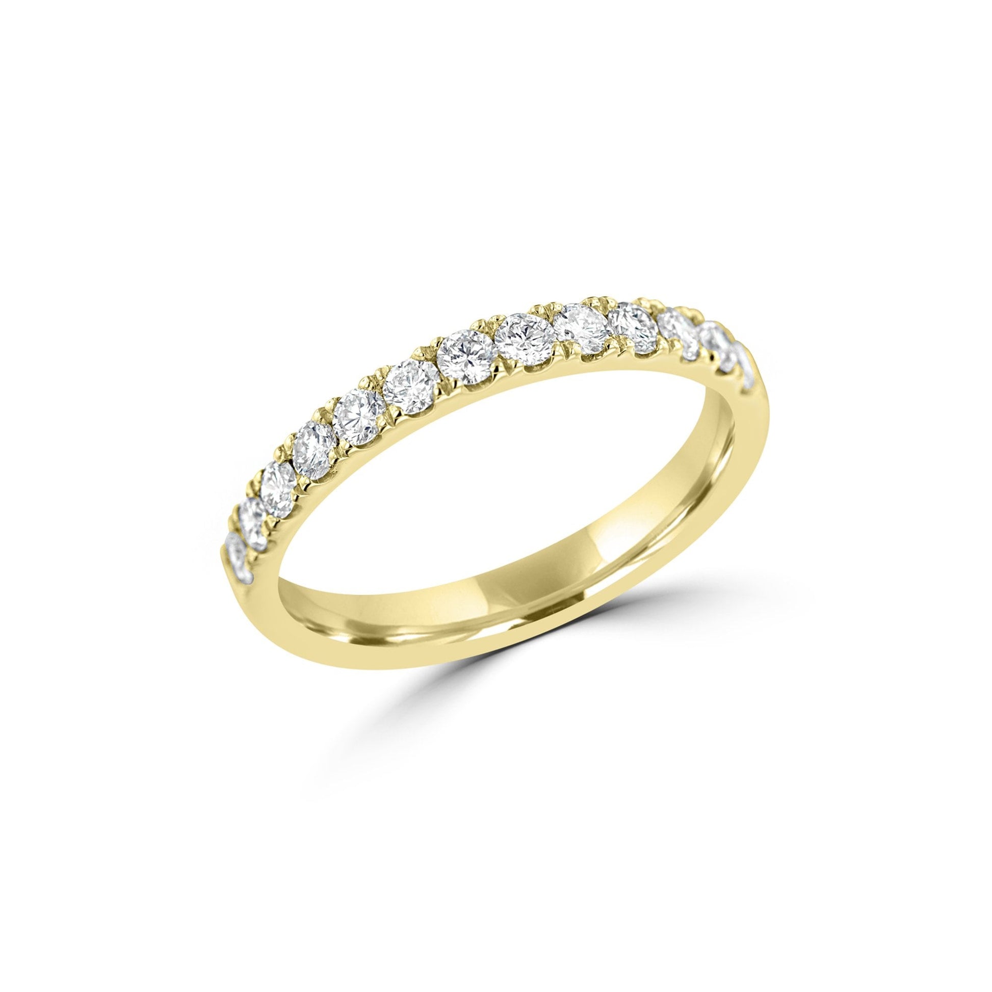 2.5mm Wide 18ct Yellow Gold Round Diamond Band Ring