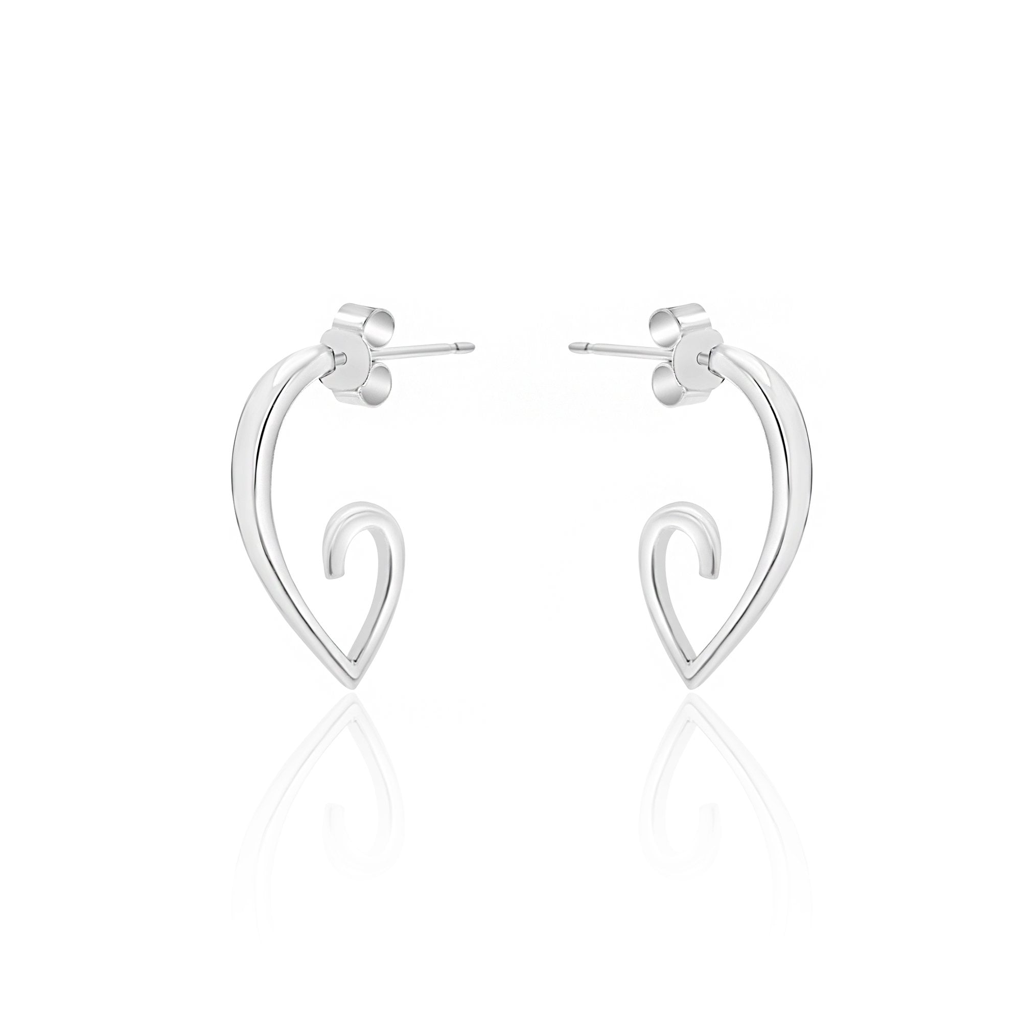 Sterling Silver Drop Heart Earrings