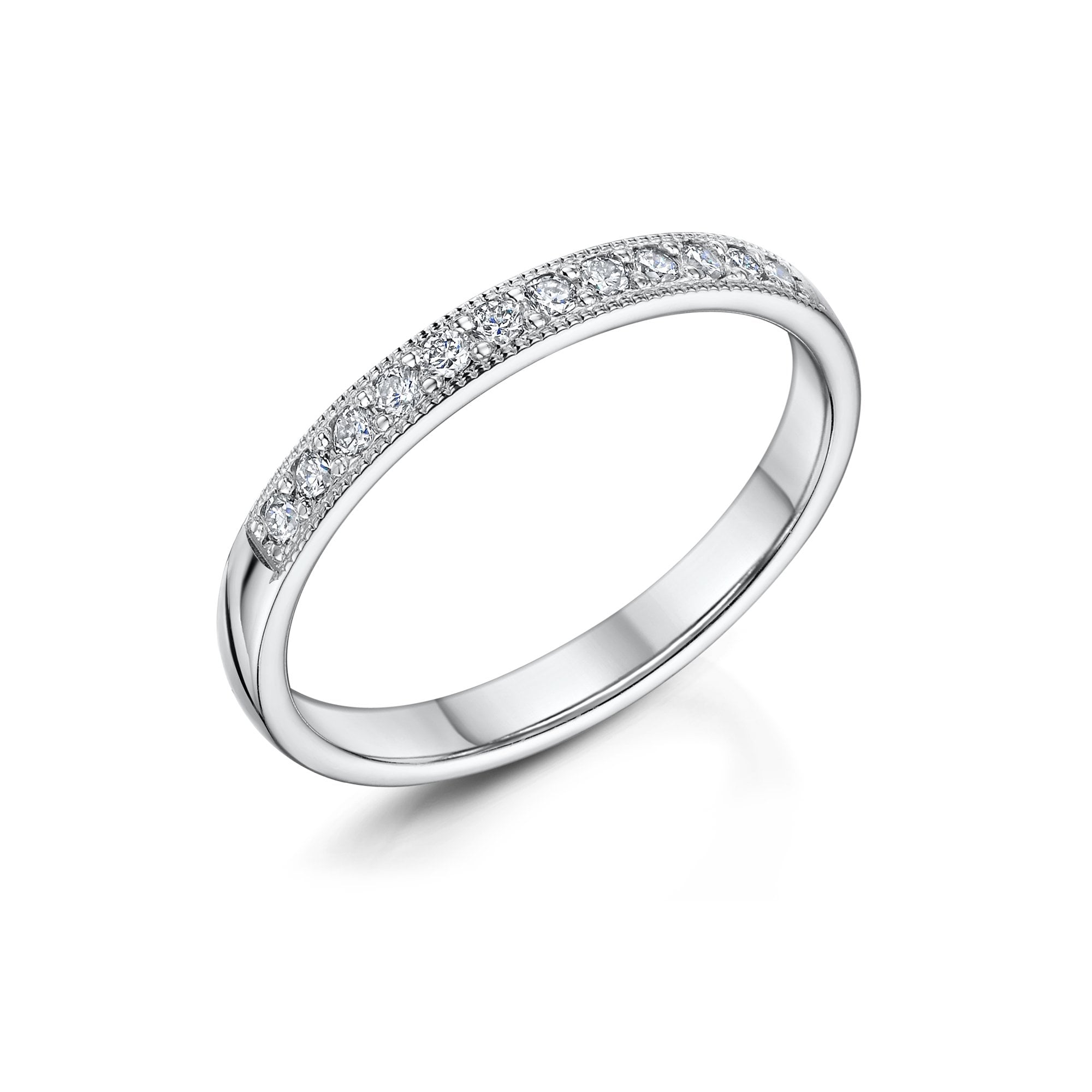 2.7mm 18ct White Gold Round Diamond Band Ring