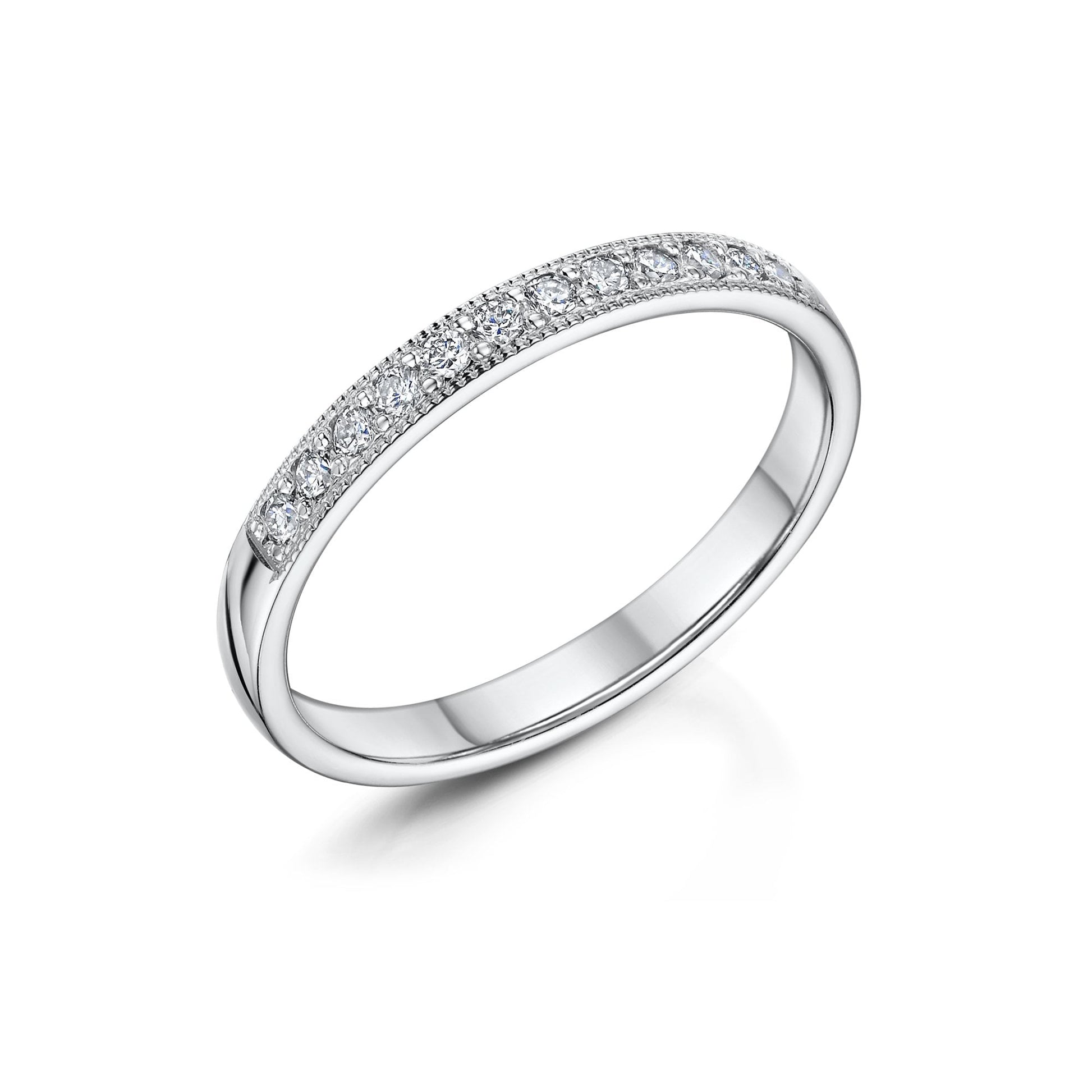 2.7mm 18ct White Gold Round Diamond Band Ring
