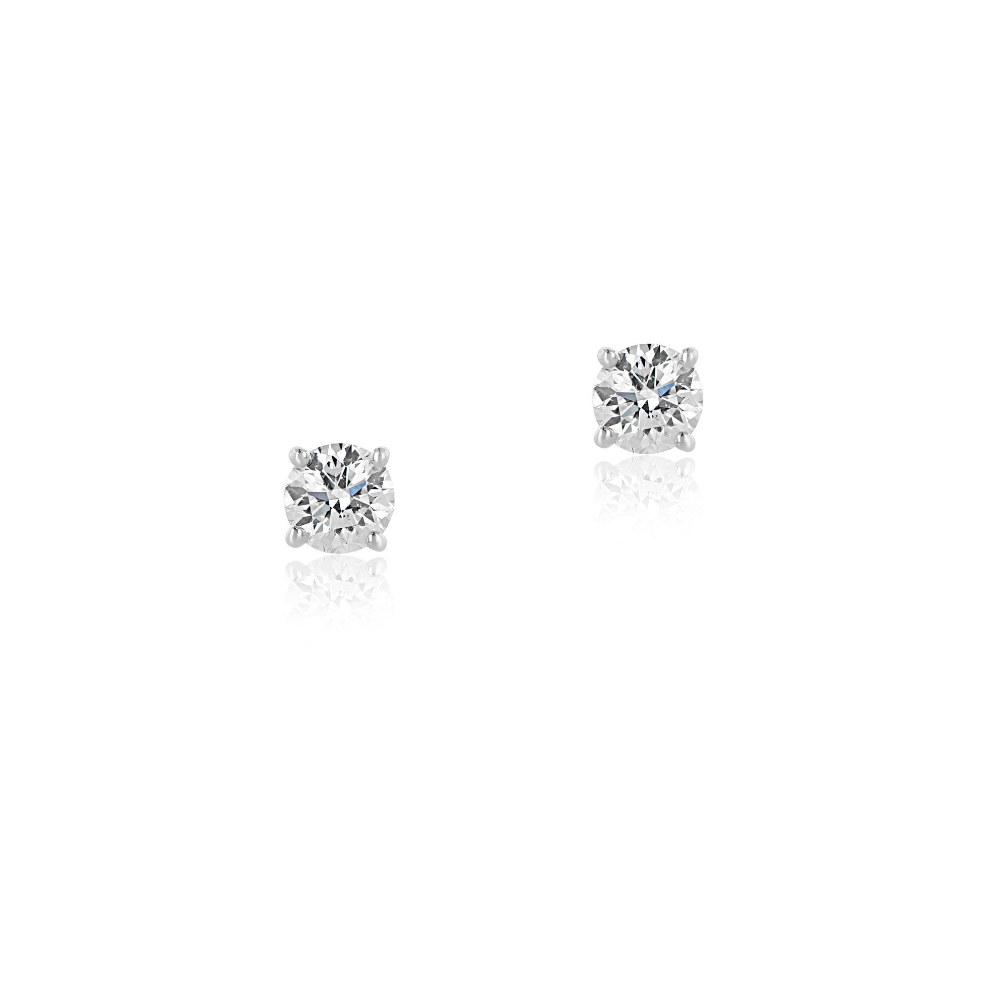 18ct White Gold Round Brilliant Cut Diamond Stud Earrings 1.00ct Total