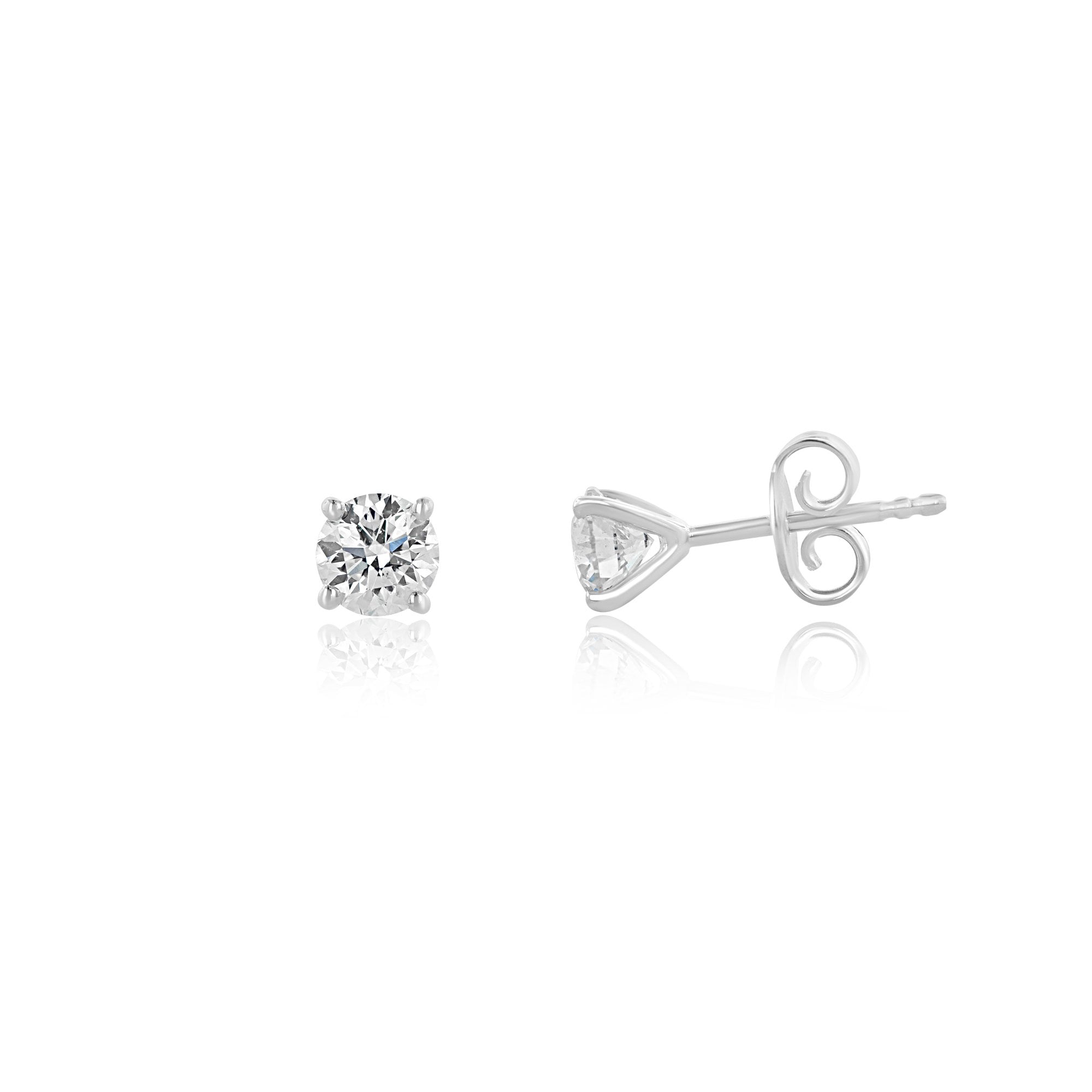 18ct White Gold Round Brilliant Cut Diamond Stud Earrings 1.00ct Total