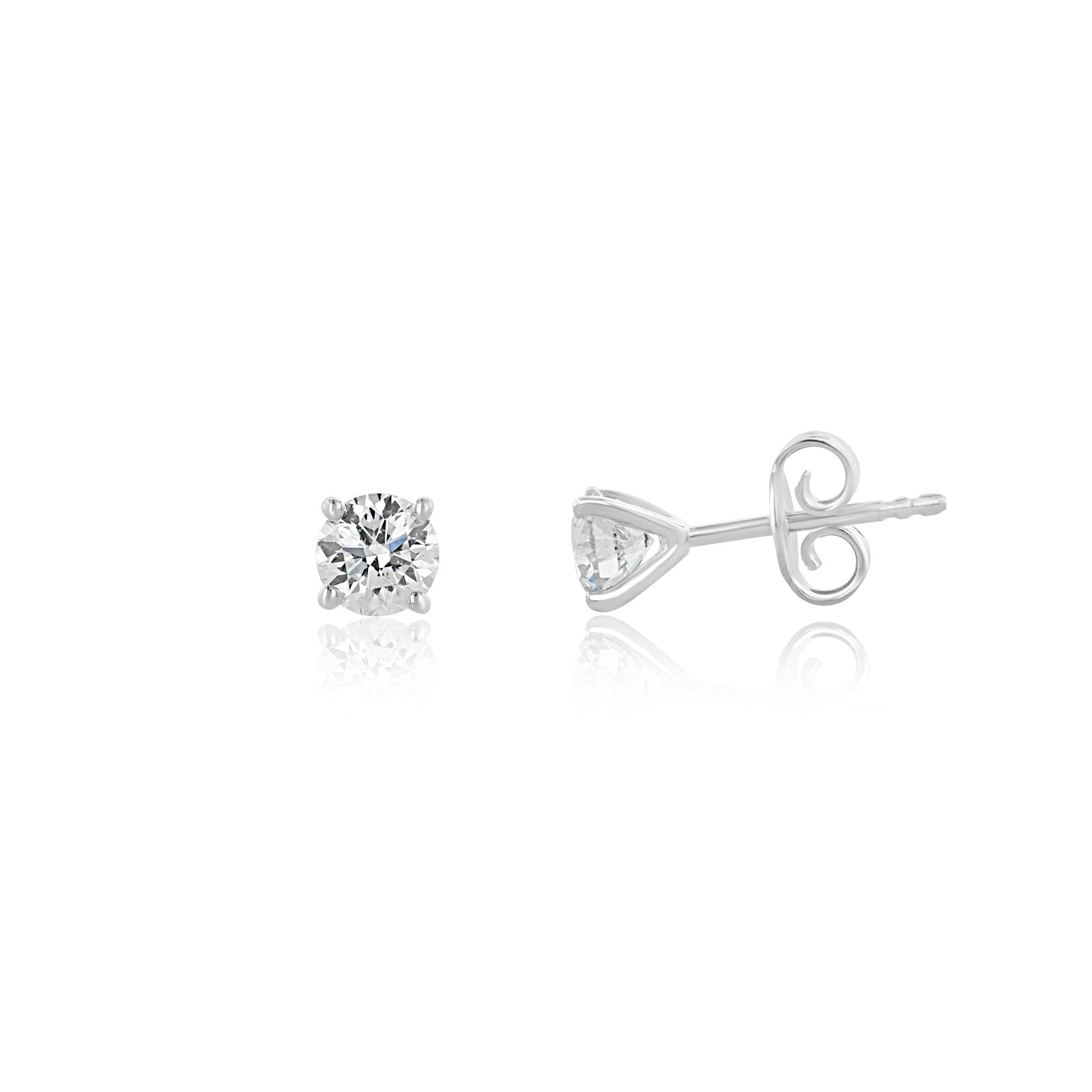 18ct White Gold Round Brilliant Cut Diamond Stud Earrings 1.00ct Total