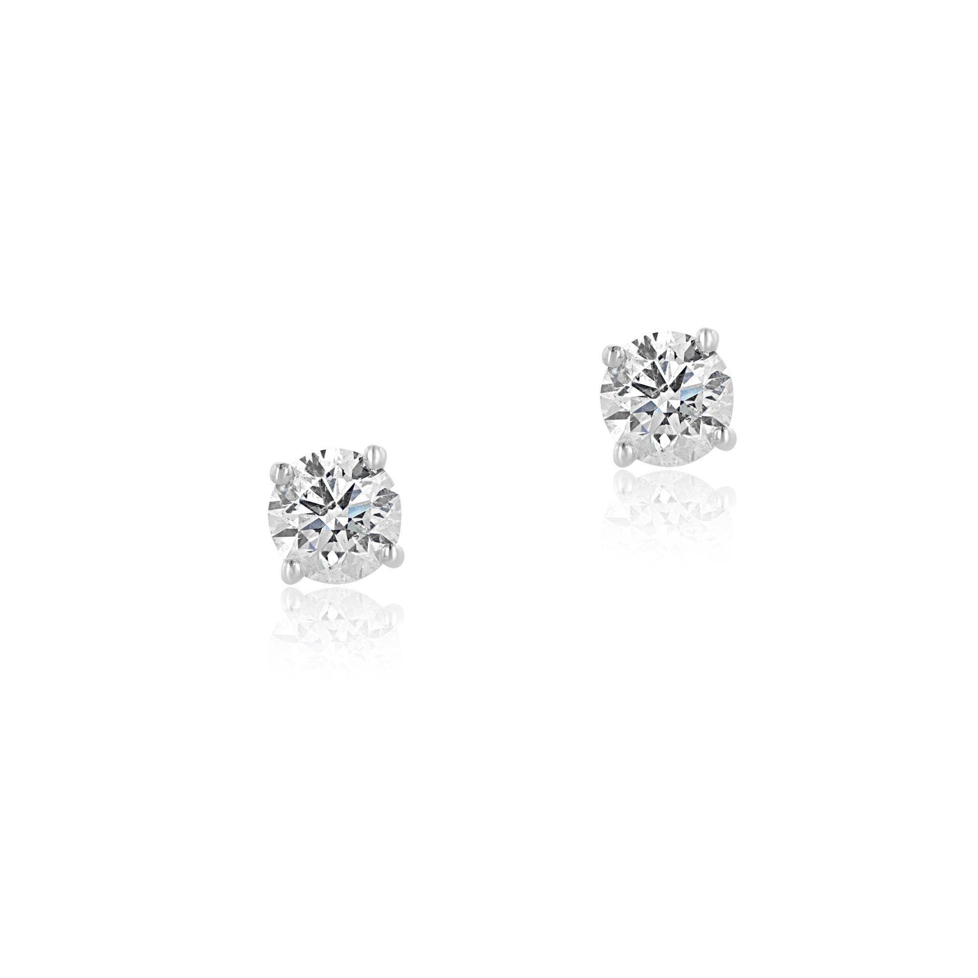 18ct White Gold Round Brilliant Cut Diamond Stud Earrings 1.41ct Total