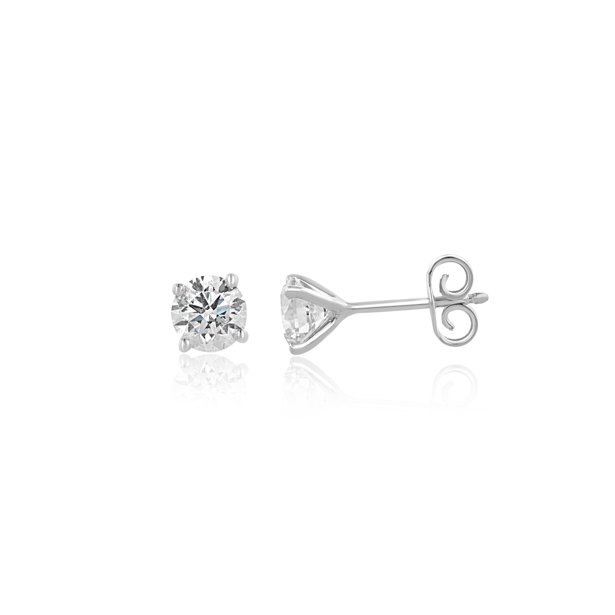 18ct White Gold Round Brilliant Cut Diamond Stud Earrings 0.89ct Total