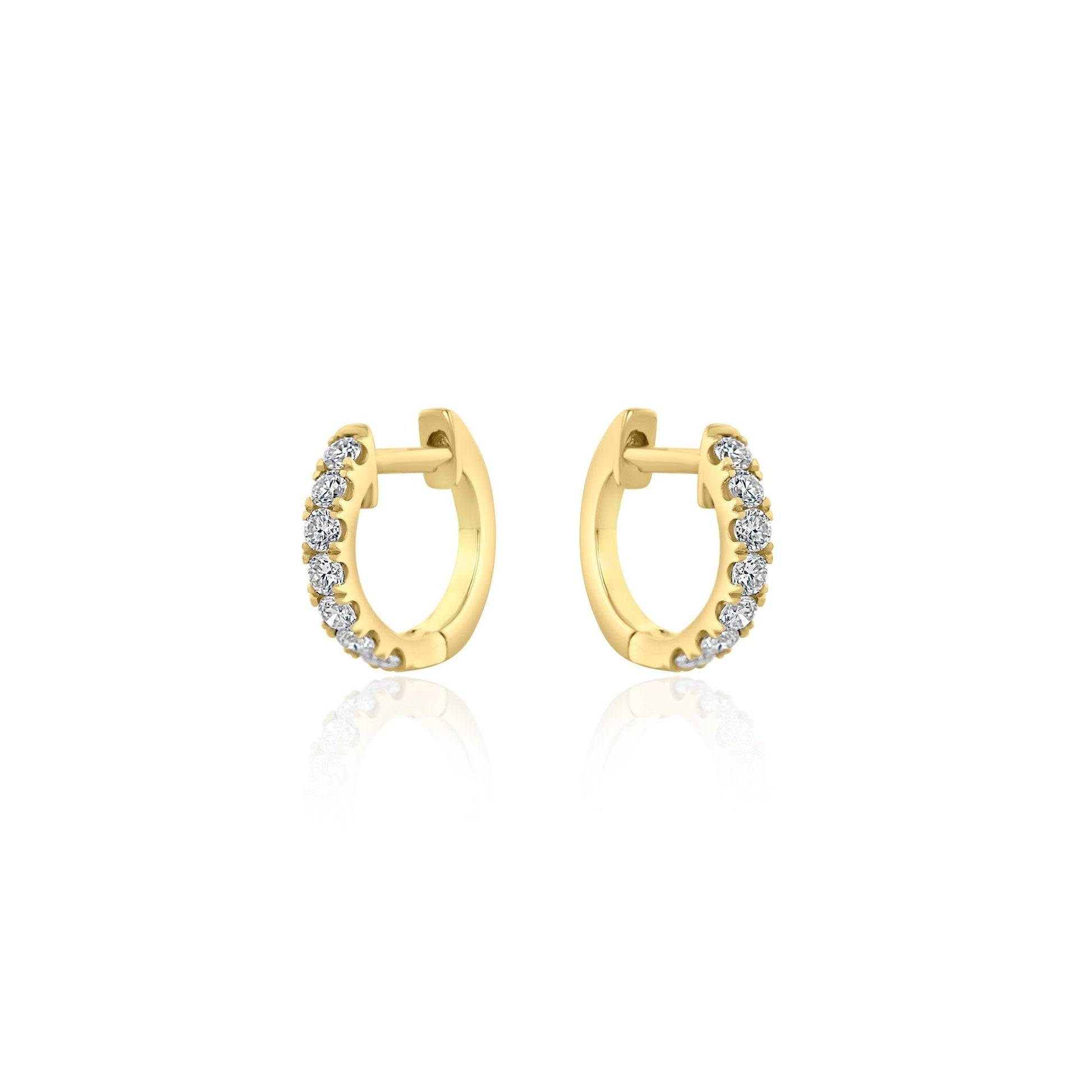 18ct Yellow Gold RBC Diamond Claw Set Hinged Huggie Style Earrings 0.49ct Total