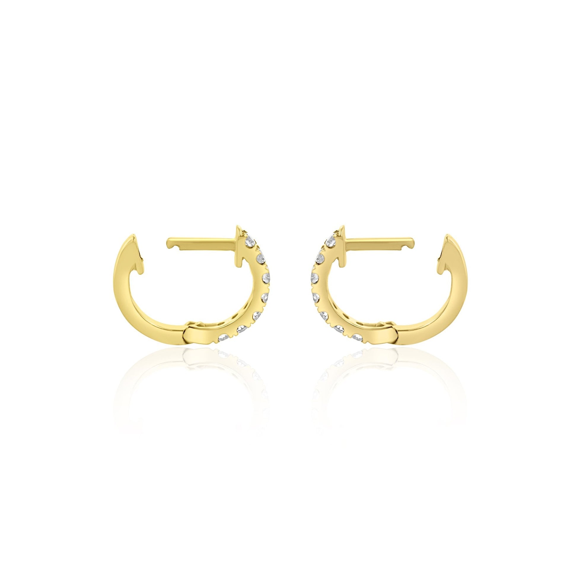 18ct Yellow Gold RBC Diamond Claw Set Hinged Huggie Style Earrings 0.49ct Total