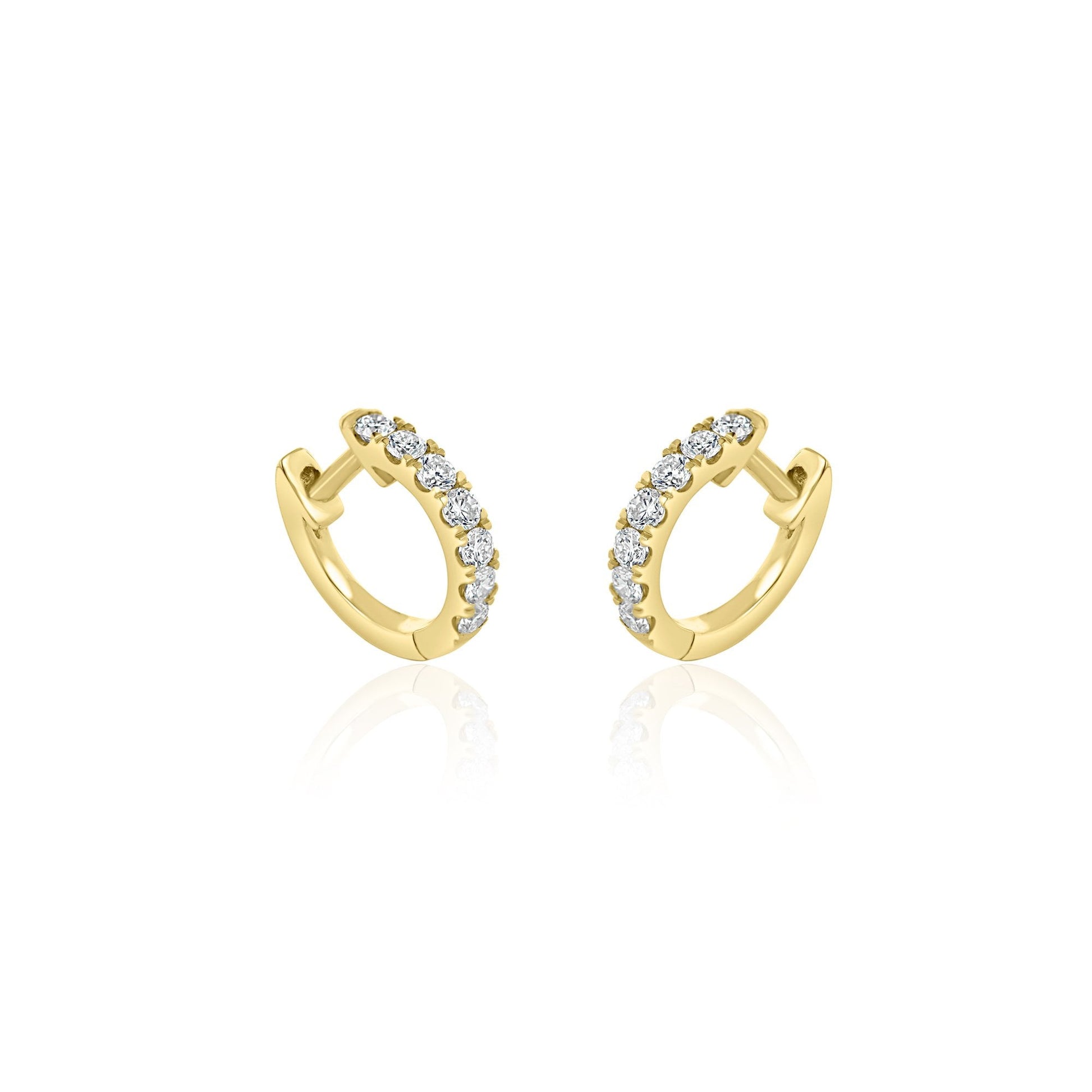 18ct Yellow Gold RBC Diamond Claw Set Hinged Huggie Style Earrings 0.49ct Total