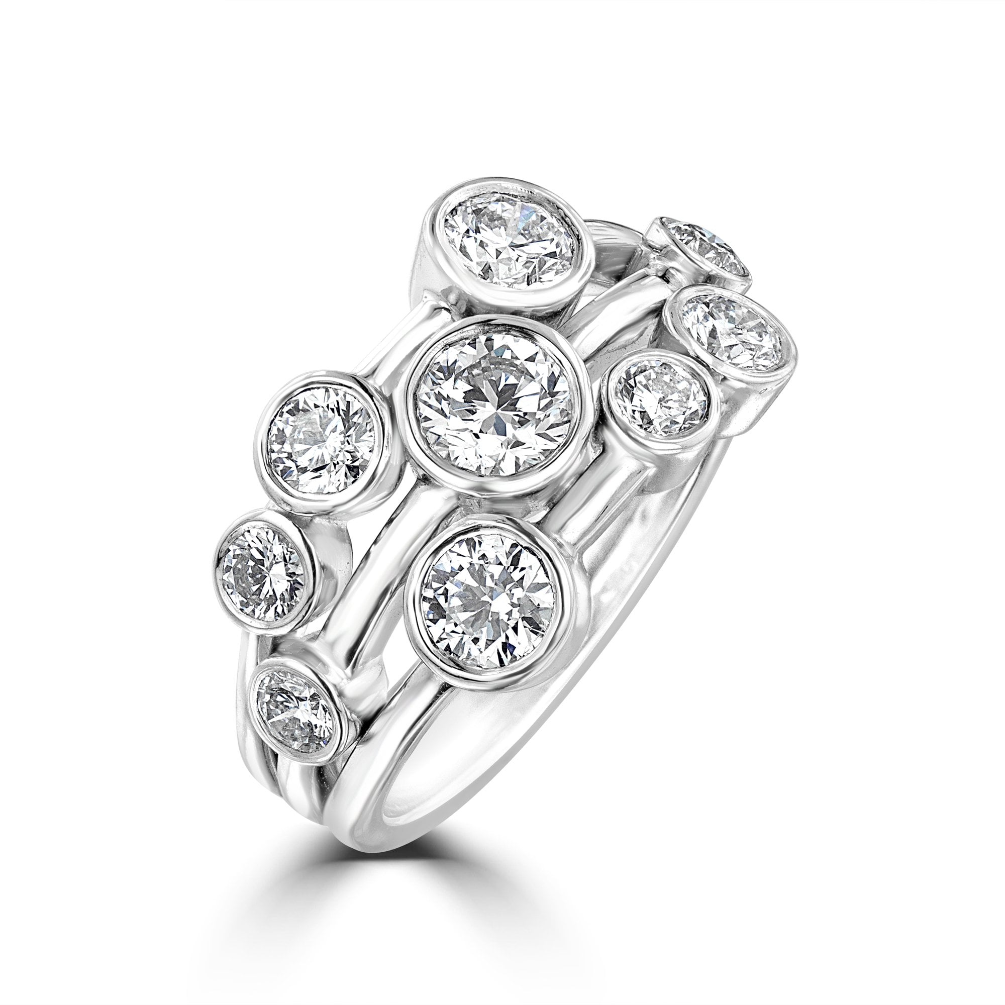 Platinum and Diamond Bubble Ring 2.04ct Total