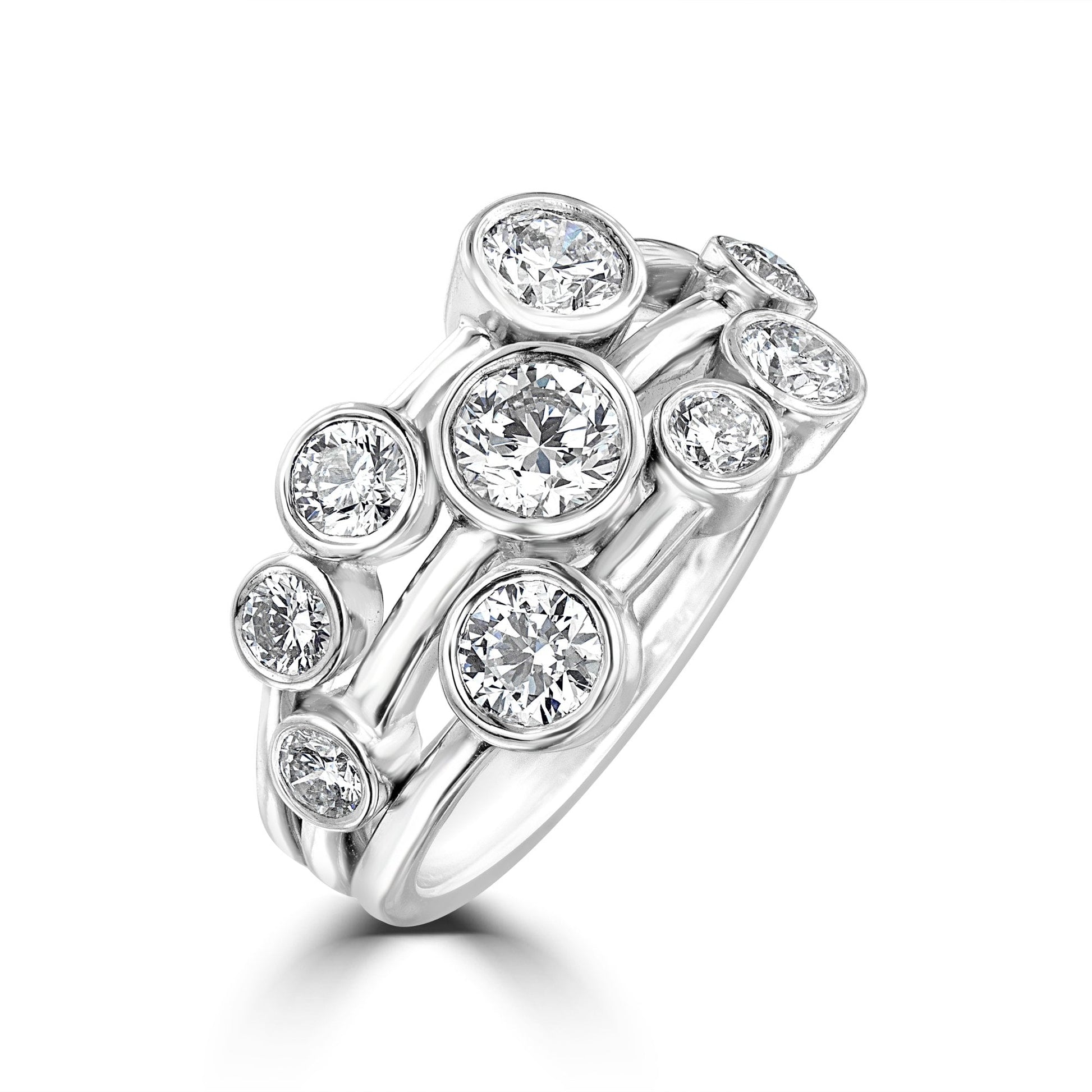 Platinum and Diamond Bubble Ring 2.04ct Total