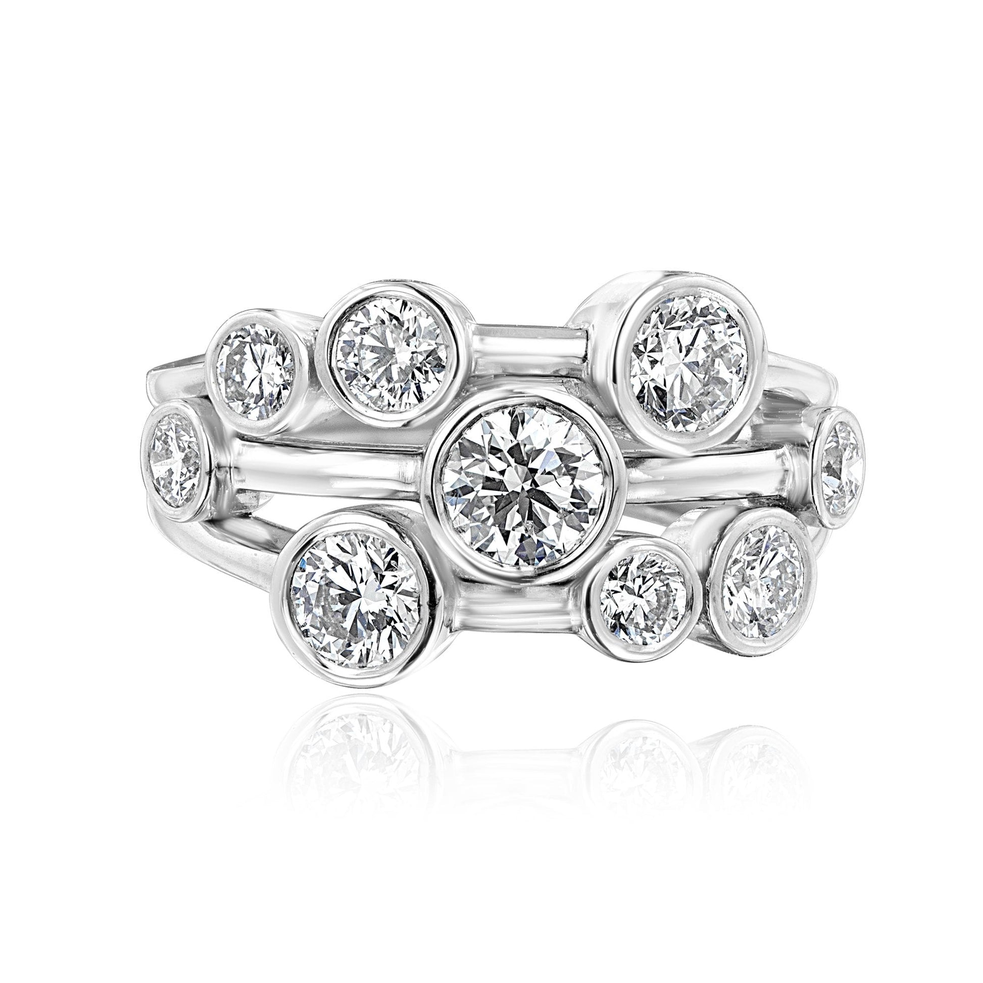 Platinum and Diamond Bubble Ring 2.04ct Total