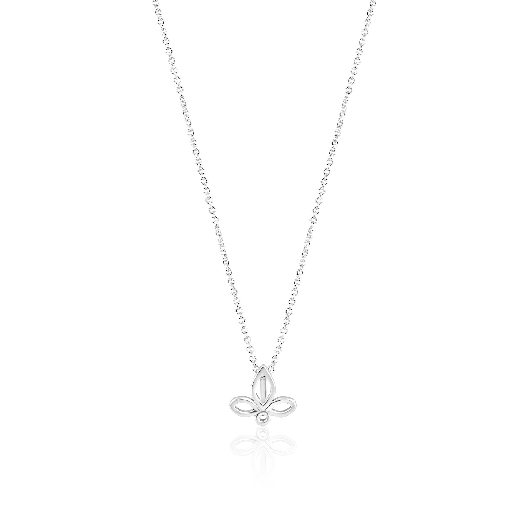 Silver Avanti Fleur De Lis Open Pendant with Adjustable 16"- 18" Trace Chain