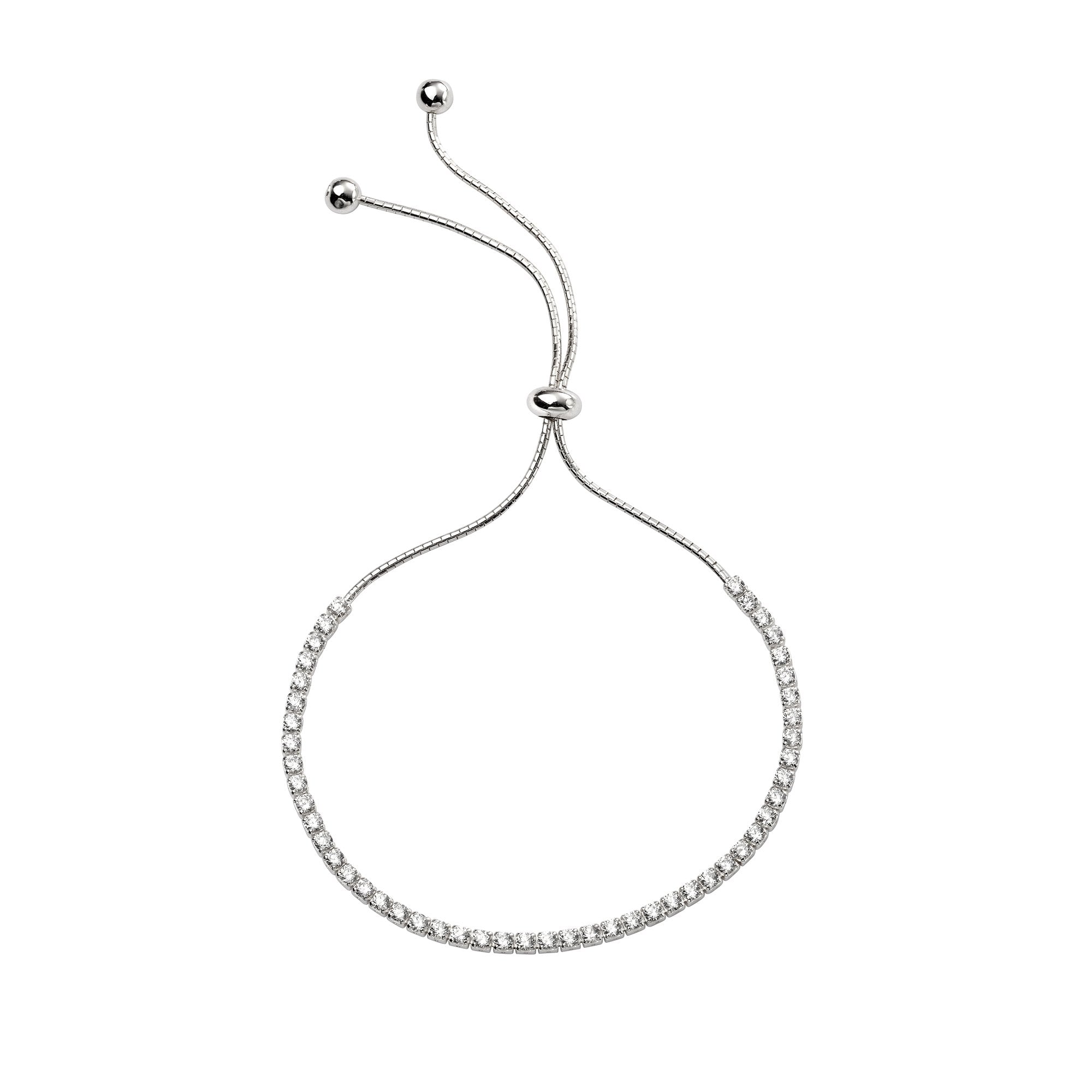 Silver Adjustable CZ line Bracelet