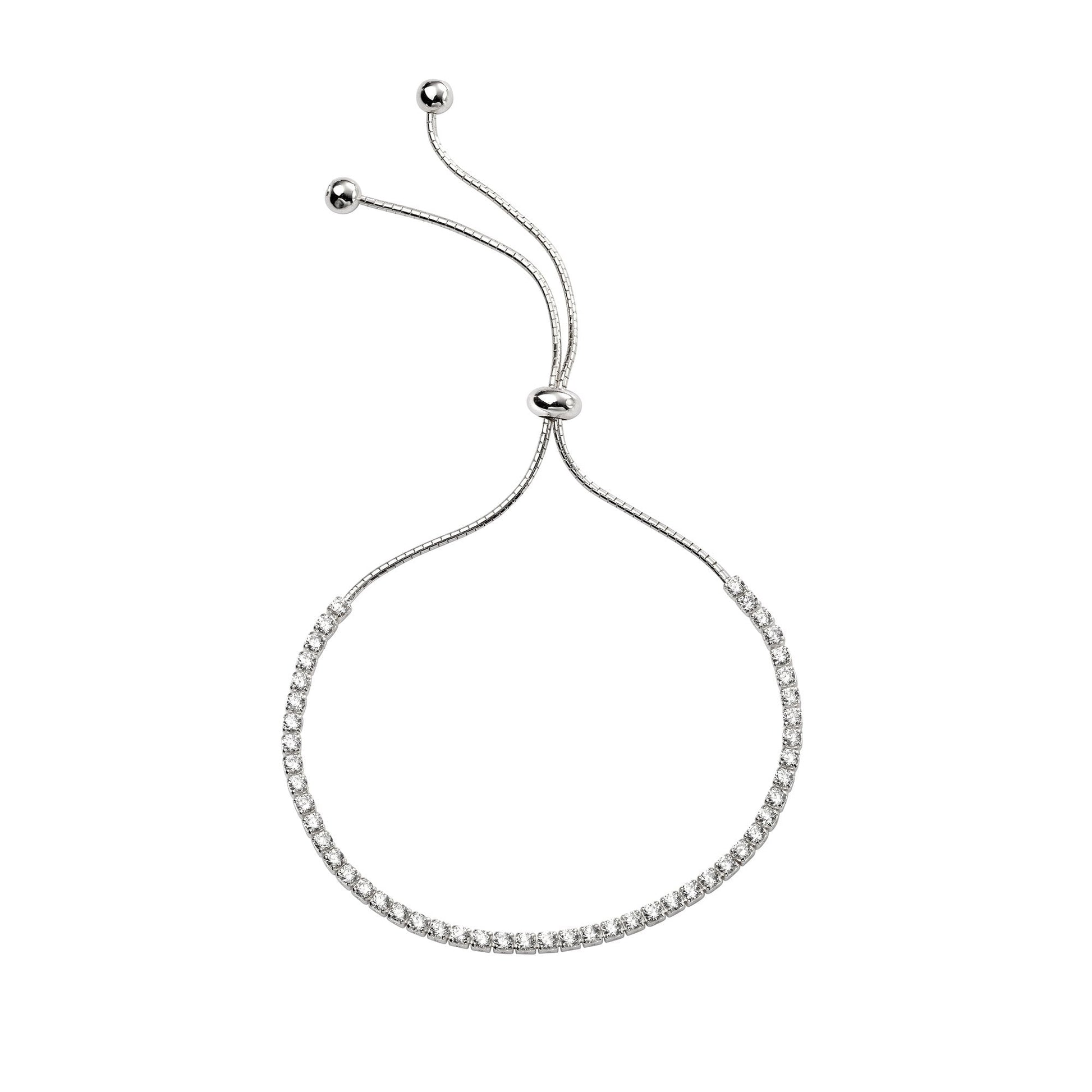 Silver Adjustable CZ line Bracelet