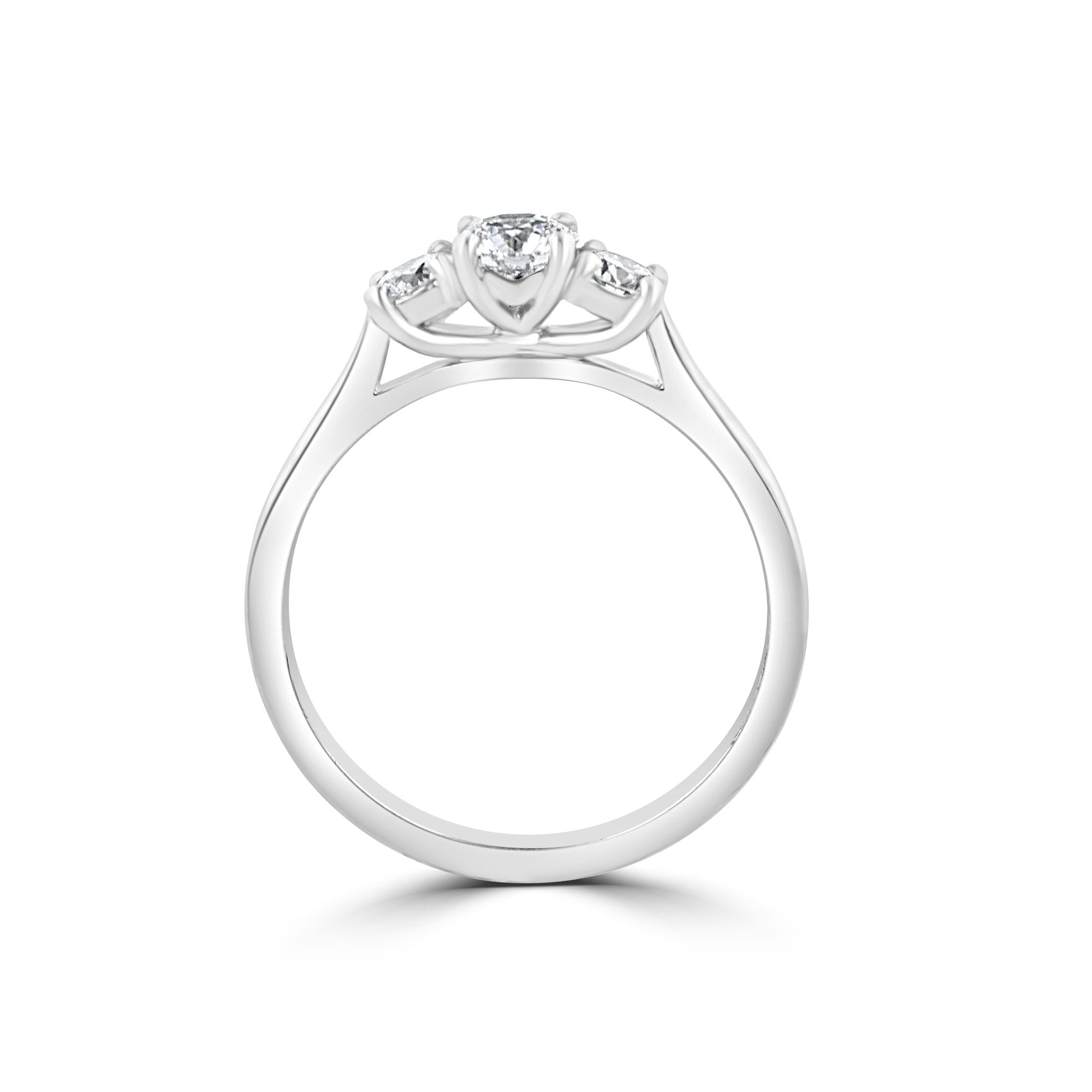Platinum Ring With Three Round Diamonds 0.66ct