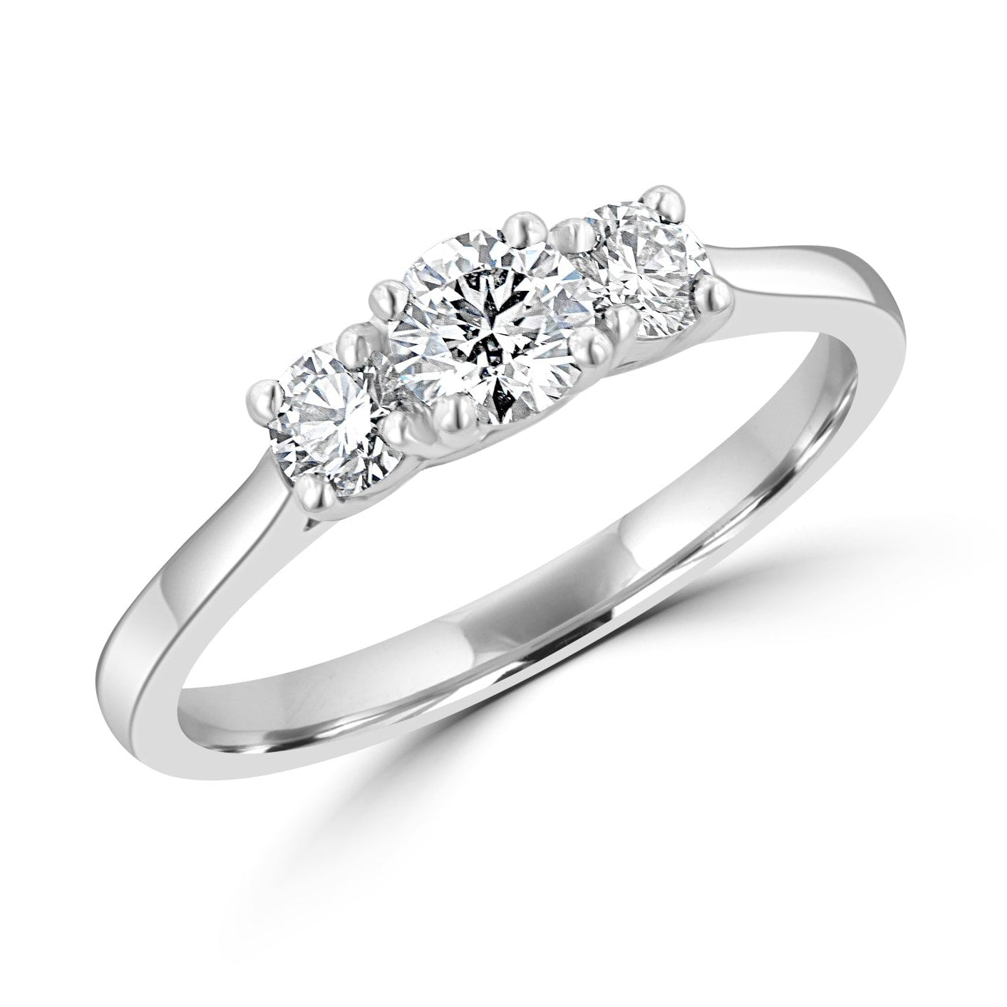 Platinum Ring With Three Round Diamonds 0.66ct