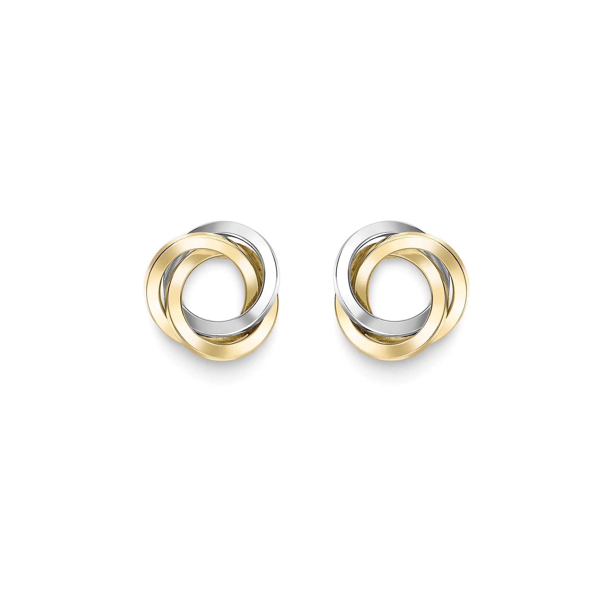 9ct Yellow and White Gold Triple Circle Stud Earrings
