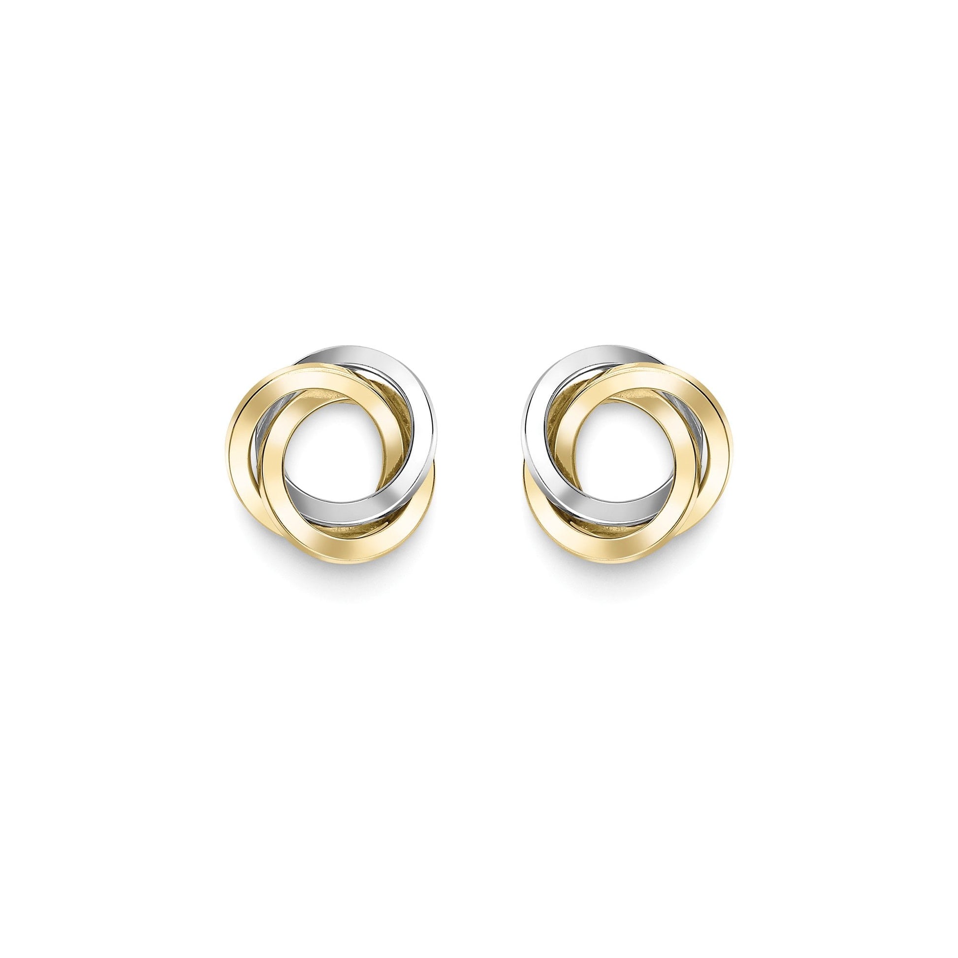 9ct Yellow and White Gold Triple Circle Stud Earrings