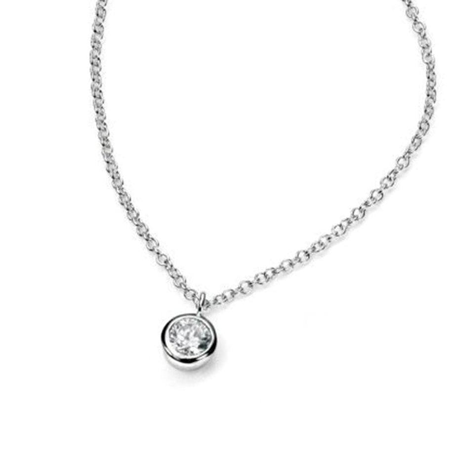 Delicate Silver Chain with Round Cubic Zirconia Pendant
