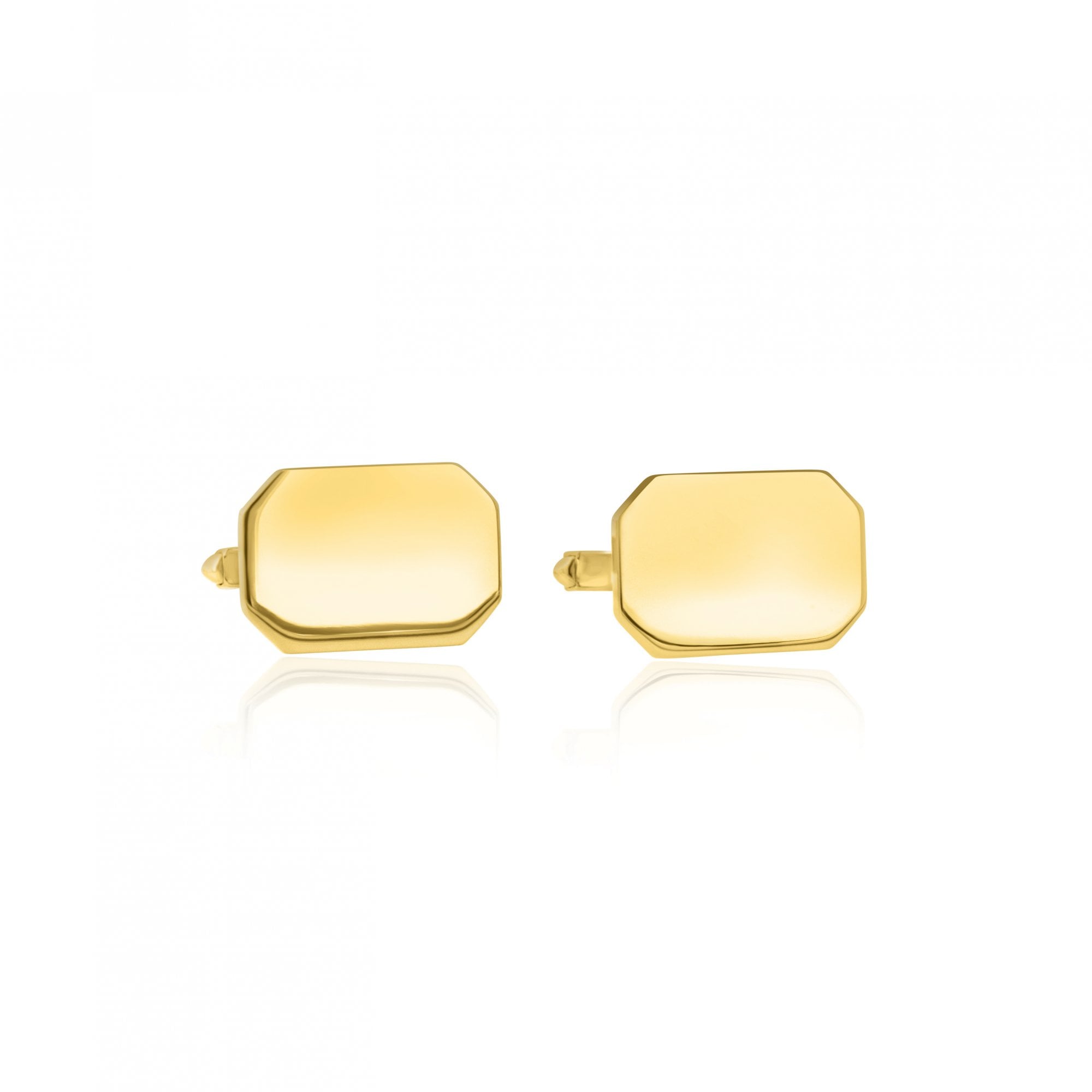 9ct Gold Plain rectangular Cufflinks Suitable for Personalised Engraving