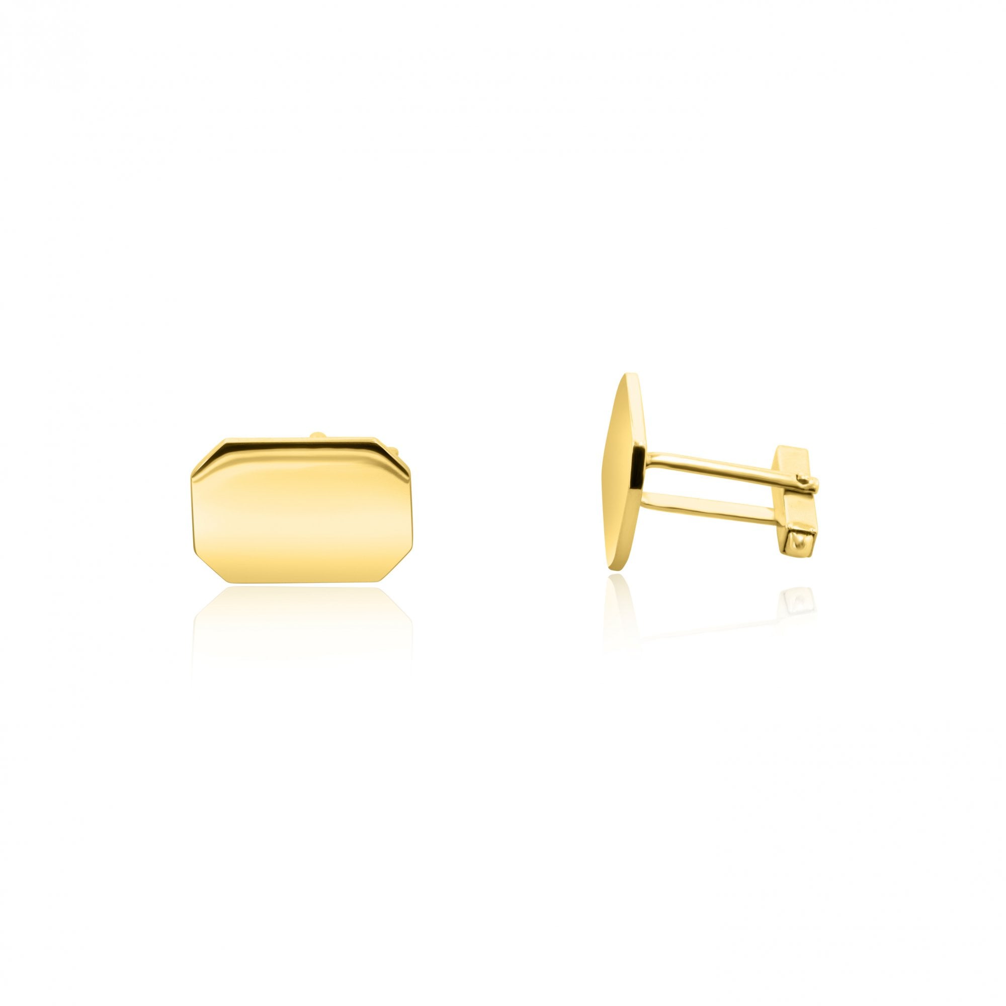 9ct Gold Plain rectangular Cufflinks Suitable for Personalised Engraving