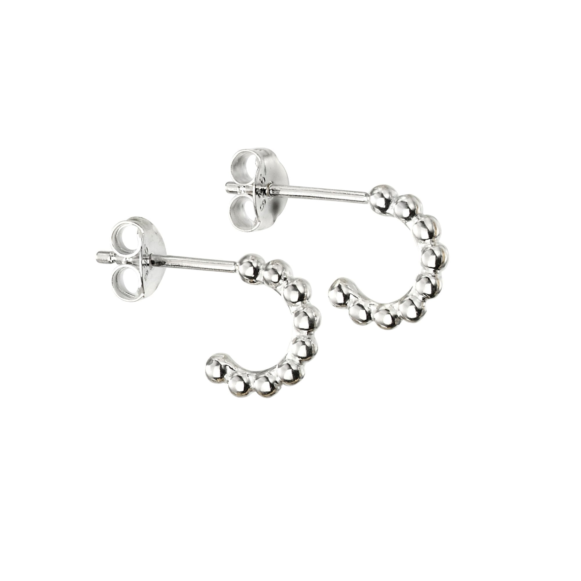 Small Sterling Silver Huggie Hoop Bobble Earring