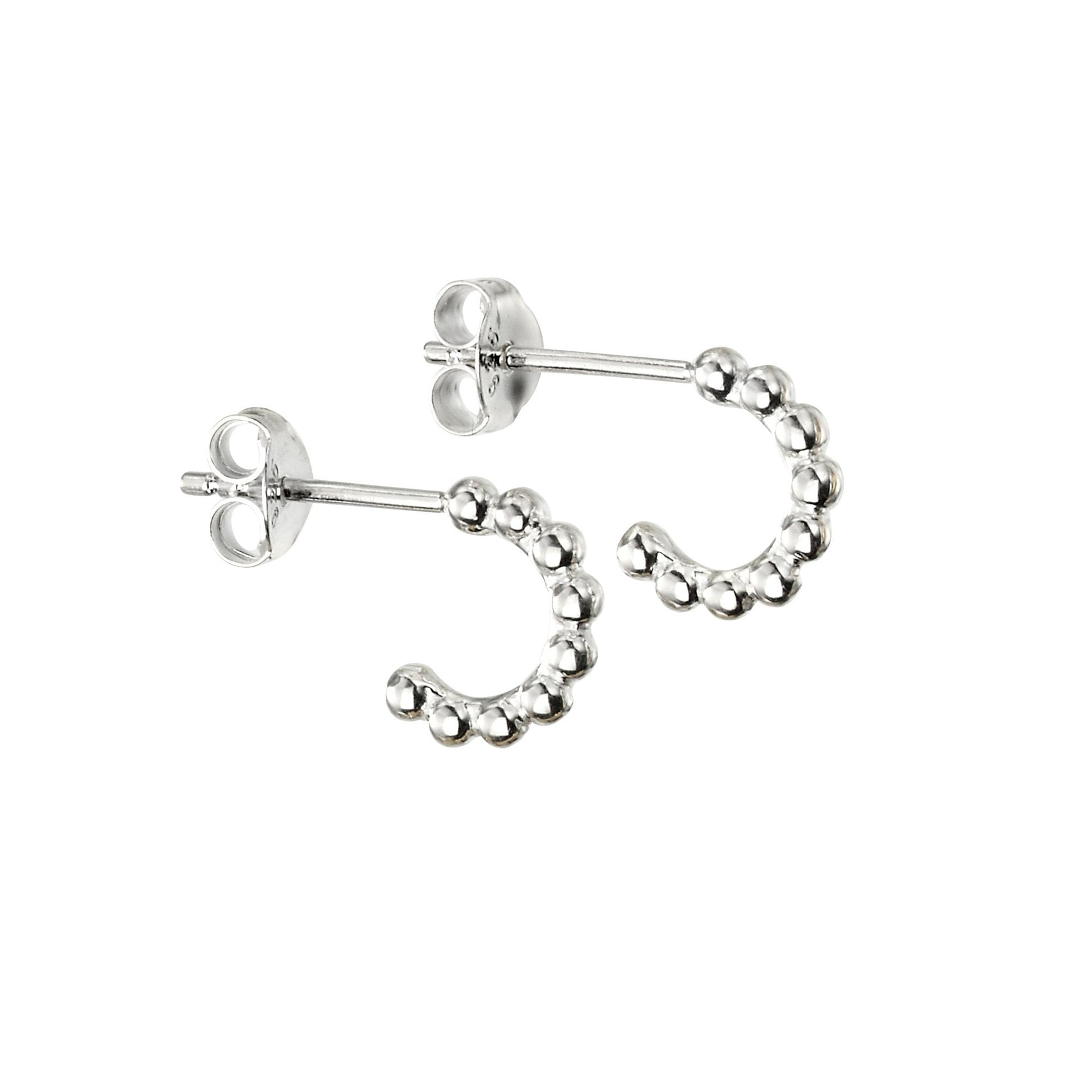 Small Sterling Silver Huggie Hoop Bobble Earring